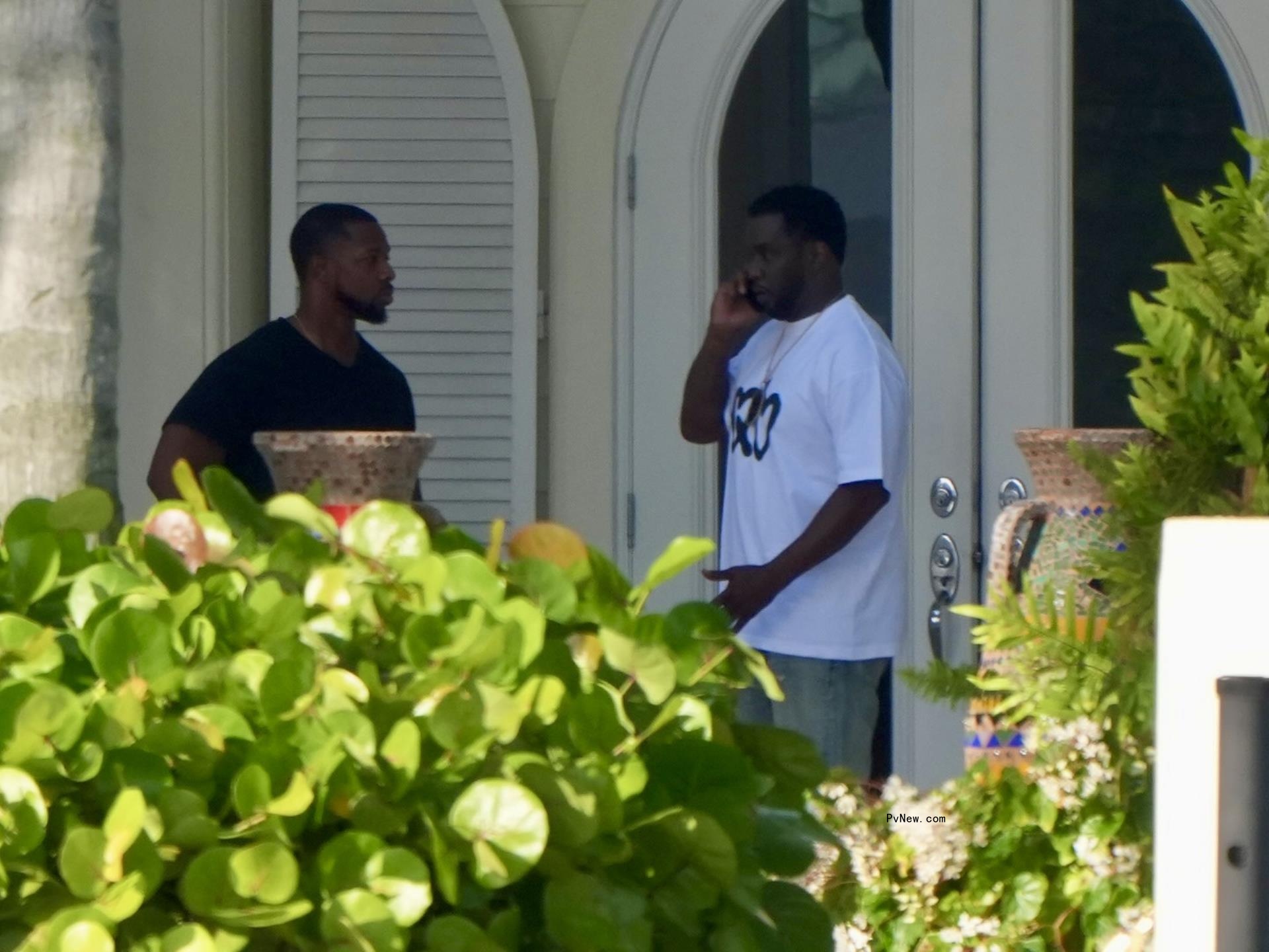 Sean Combs outside his miami home.