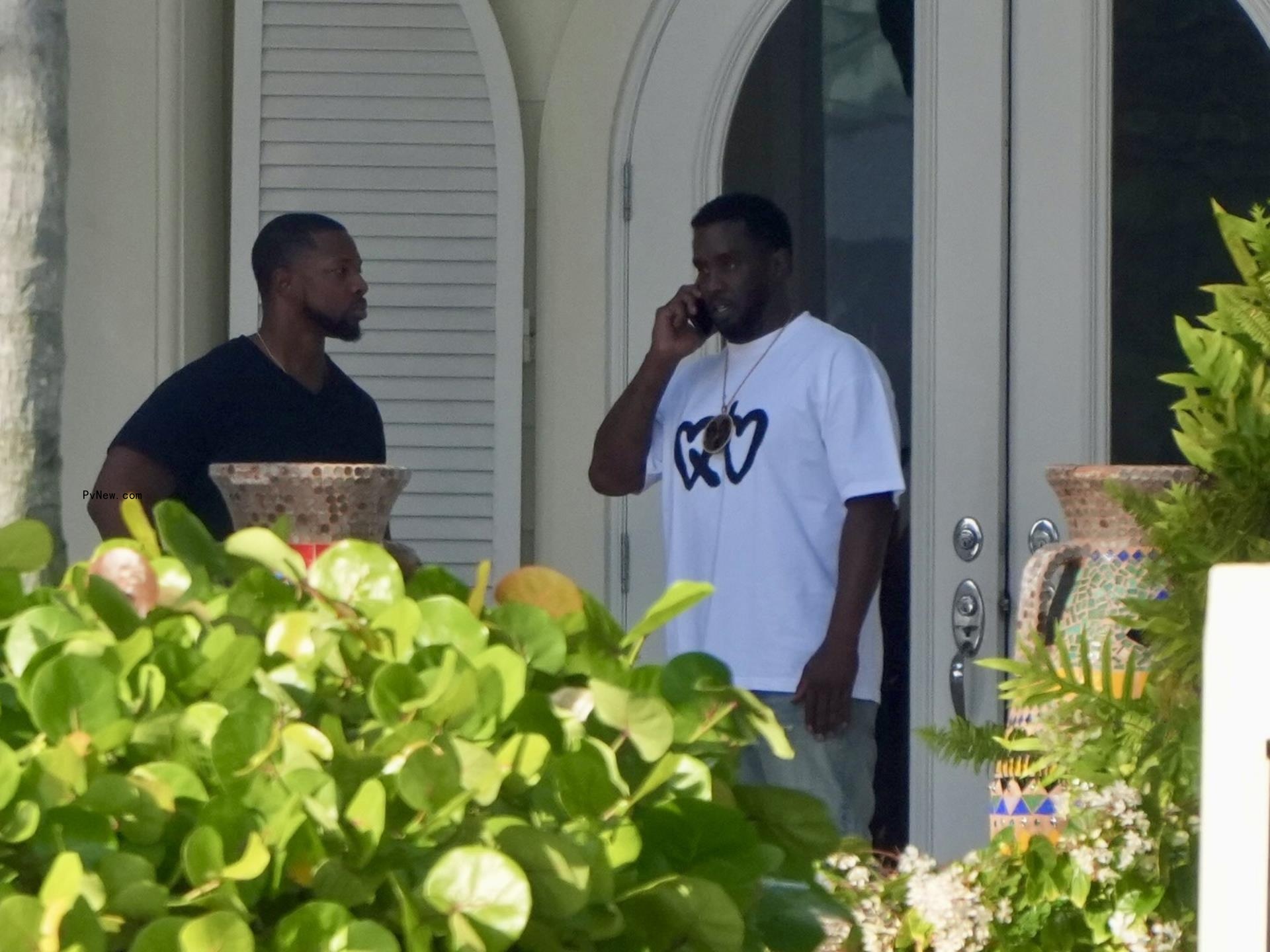 Sean Combs outside his miami home.