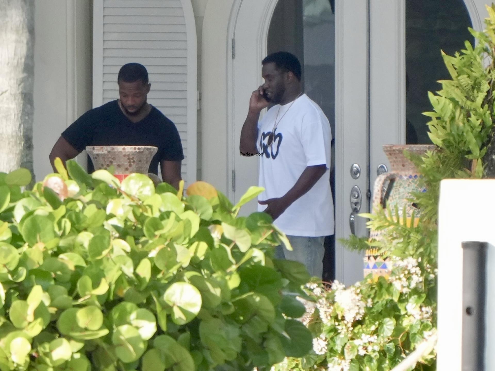 Sean Combs outside his miami home.