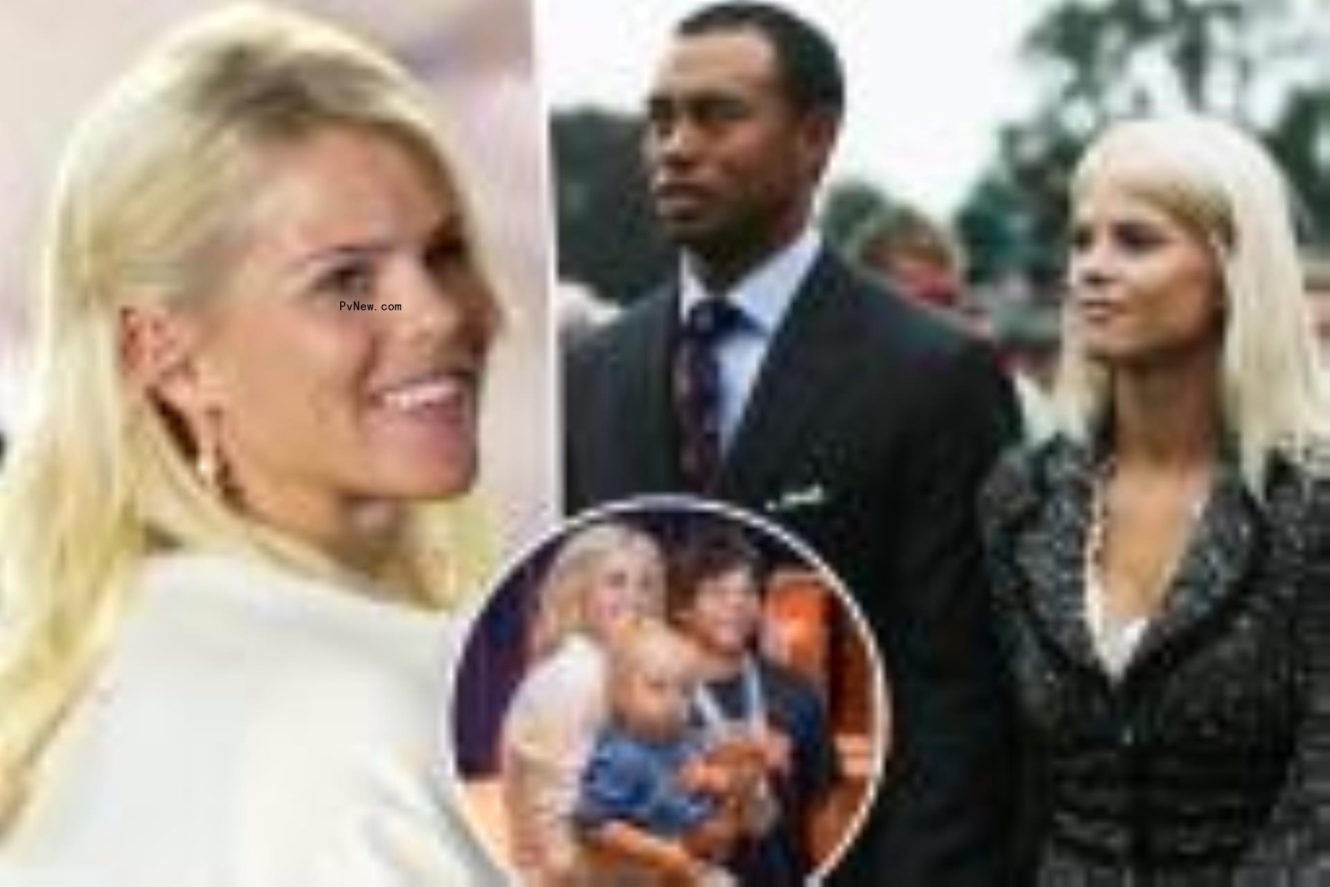 Tiger Woods and Elin Nordegren split image.