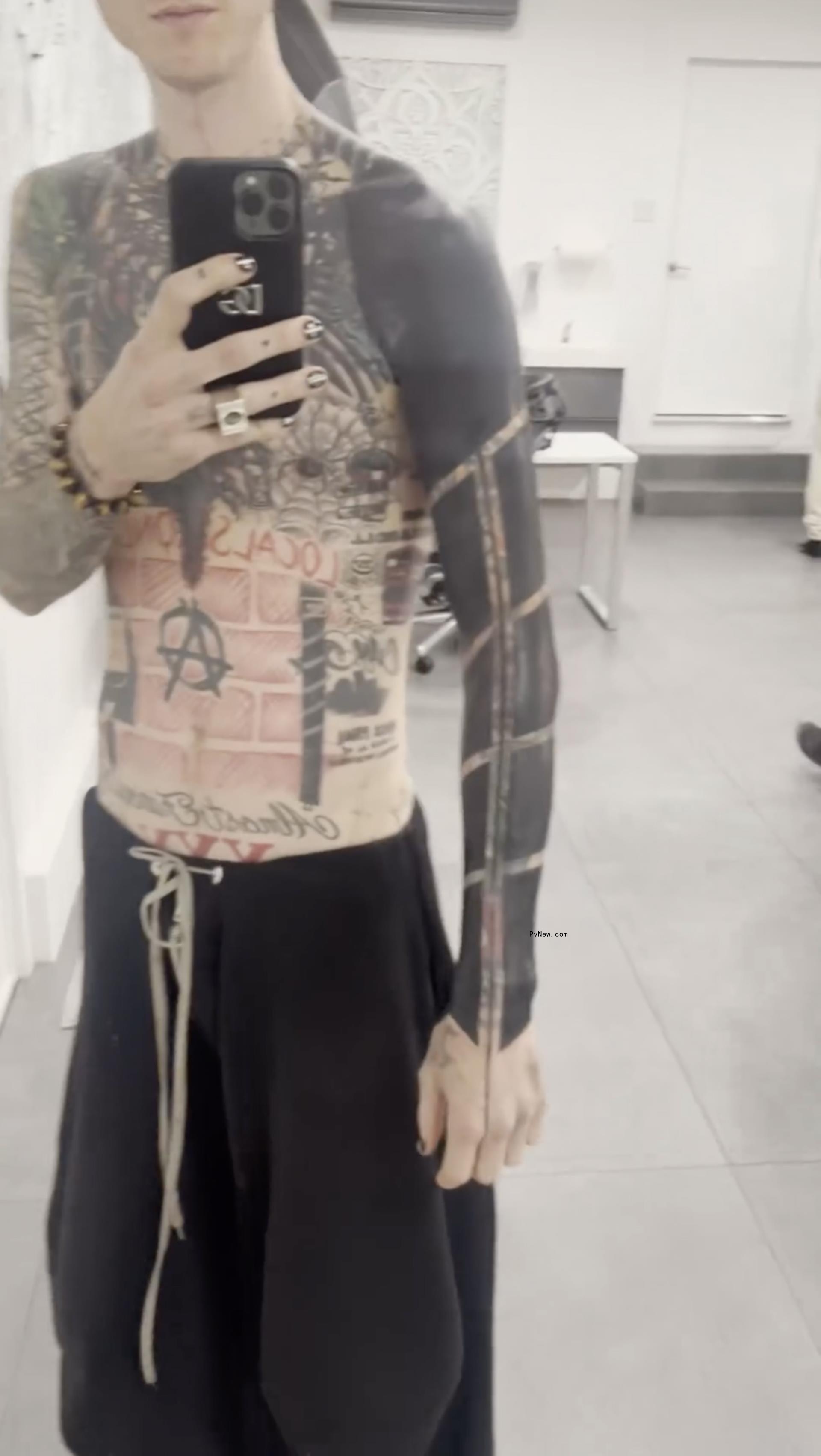 Machine Gun Kelly tattoo process video.