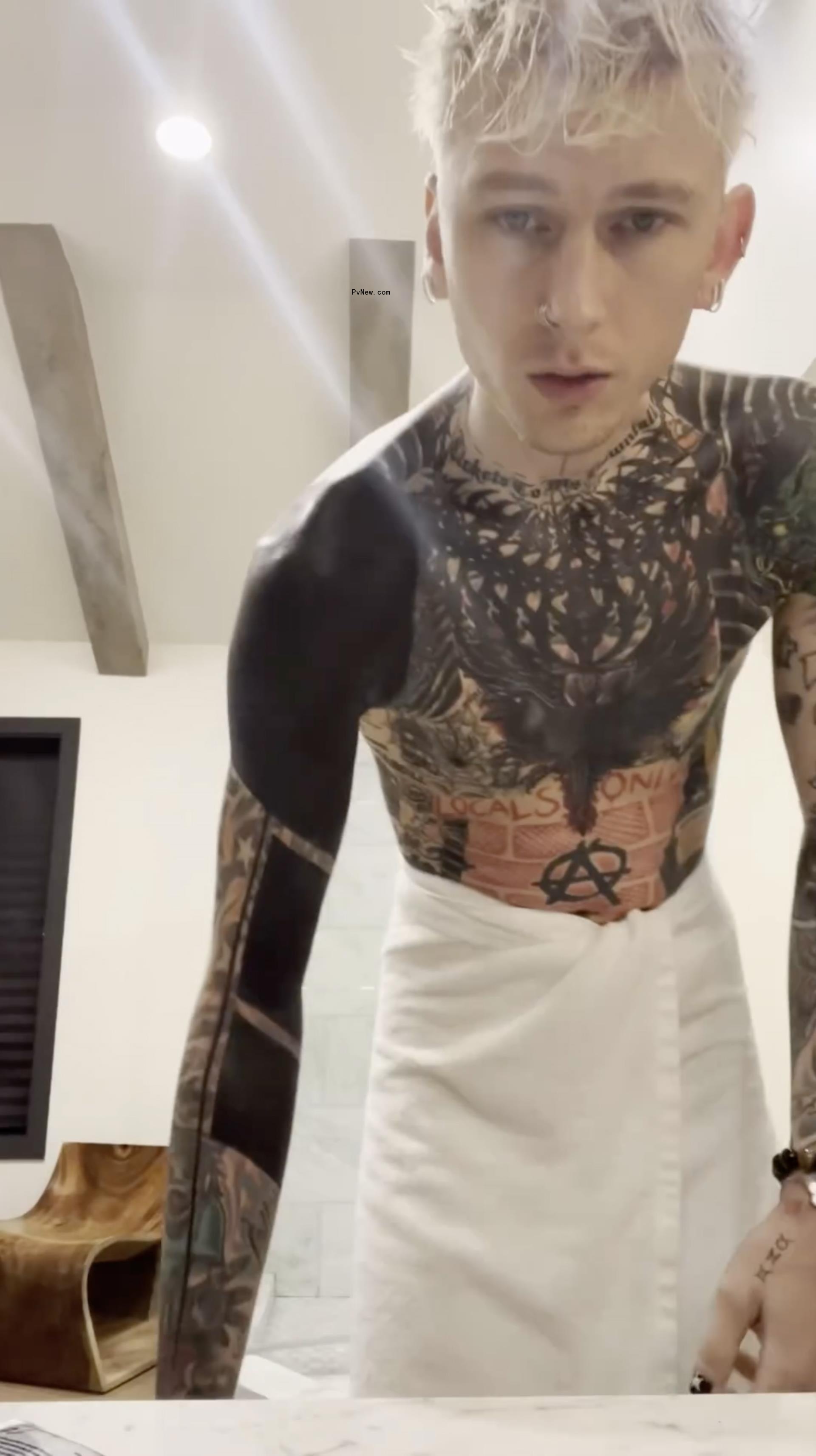 Machine Gun Kelly tattoo process video.