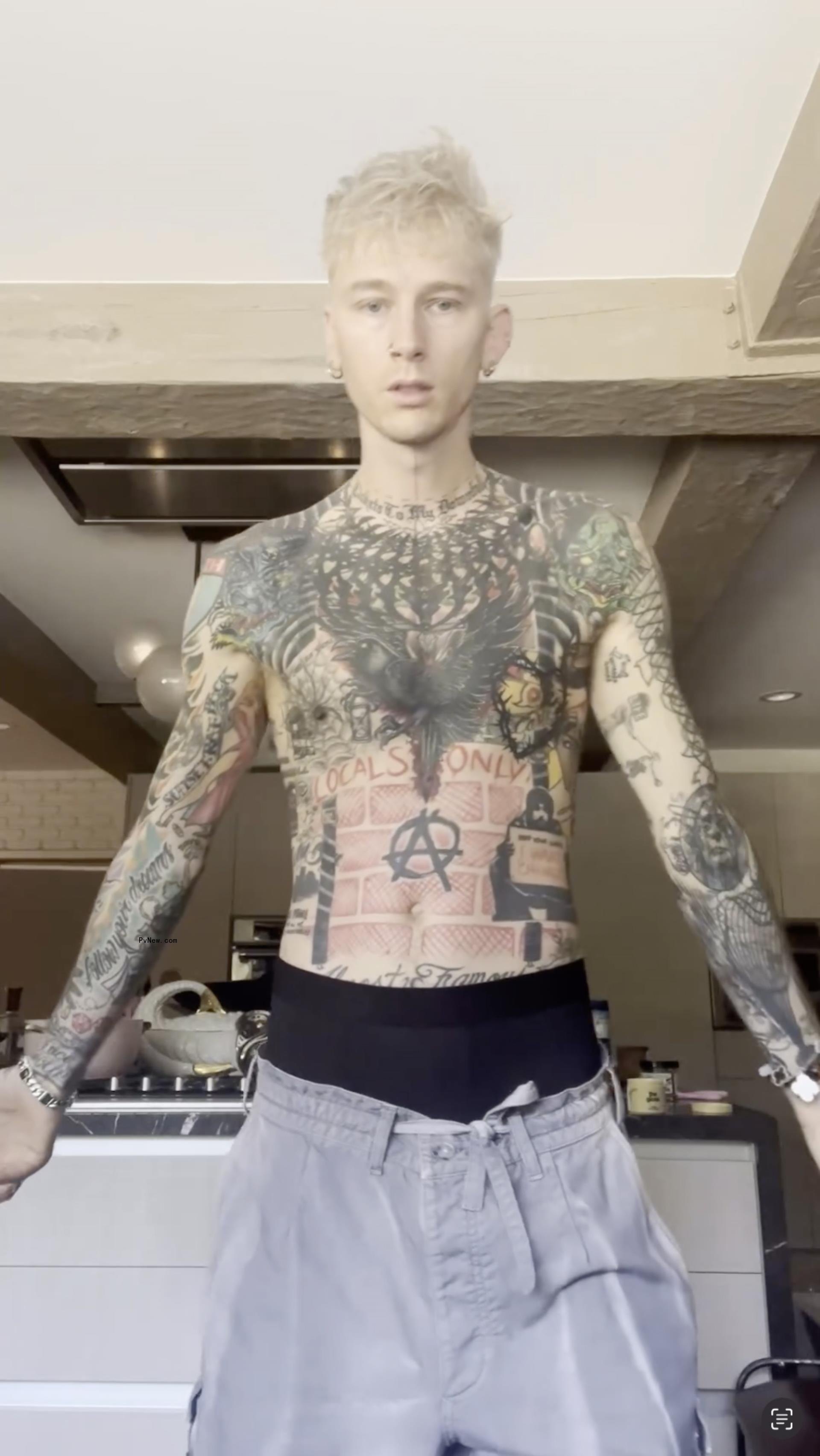 Machine Gun Kelly tattoo process video.