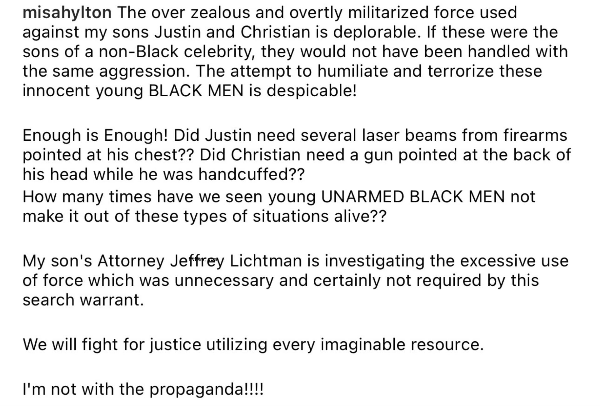 Misa Hylton's Instagram post.