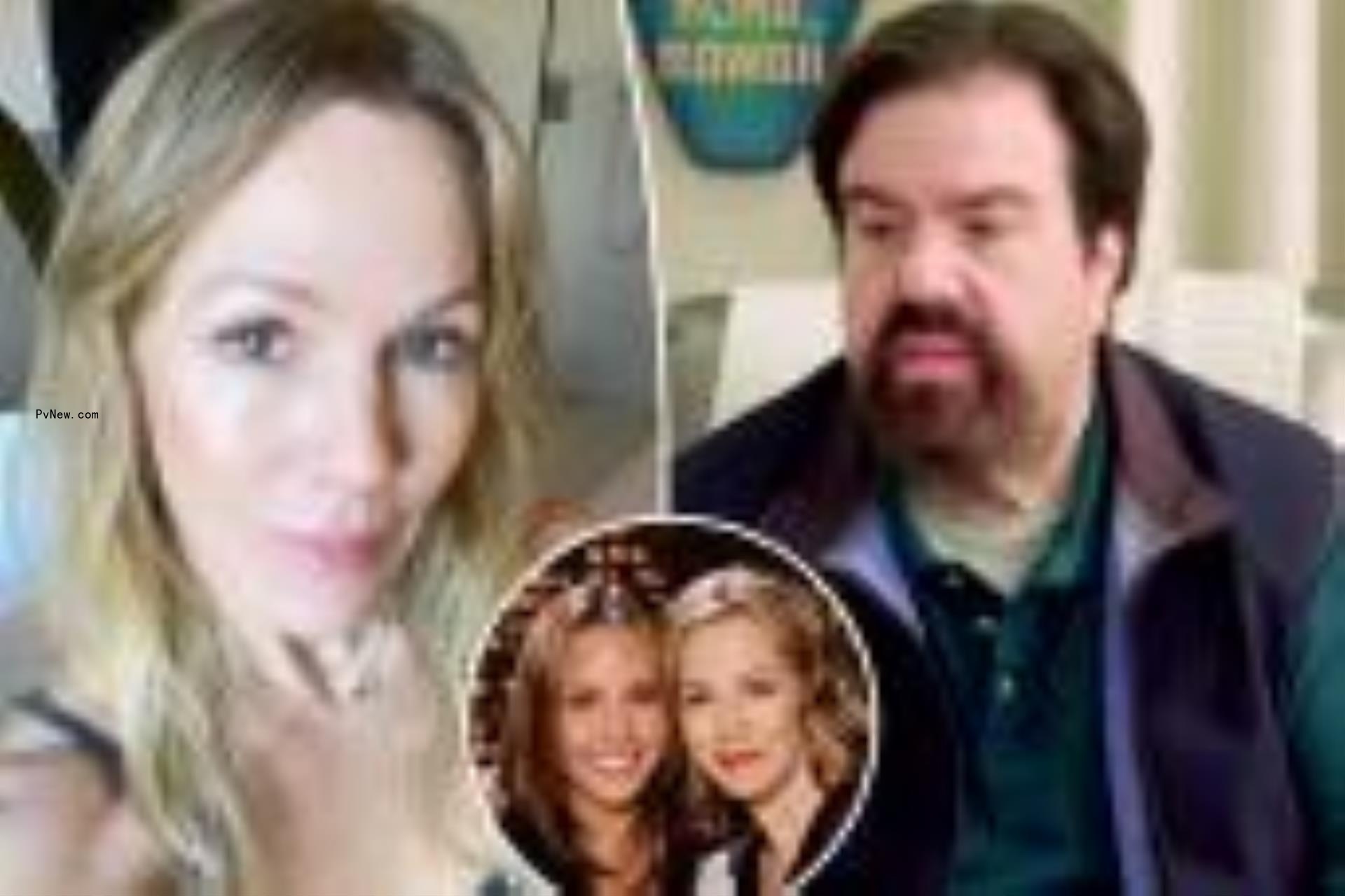 A split photo of Jennie Garth smiling and Dan Schneider talking and a small photo of Jennie Garth and Amanda Bynes