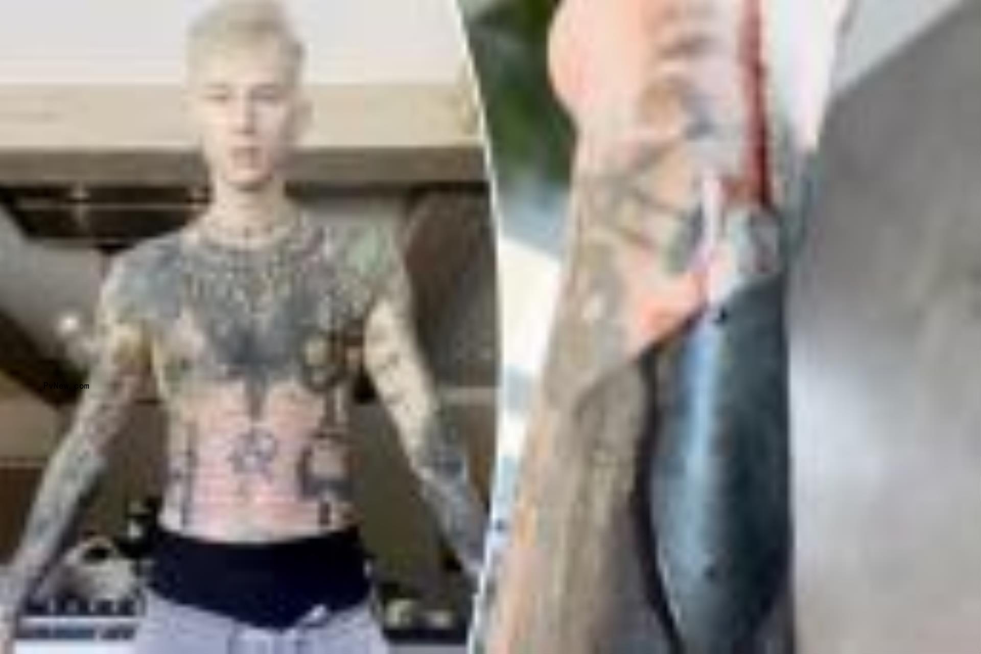 Machine Gun Kelly split image.