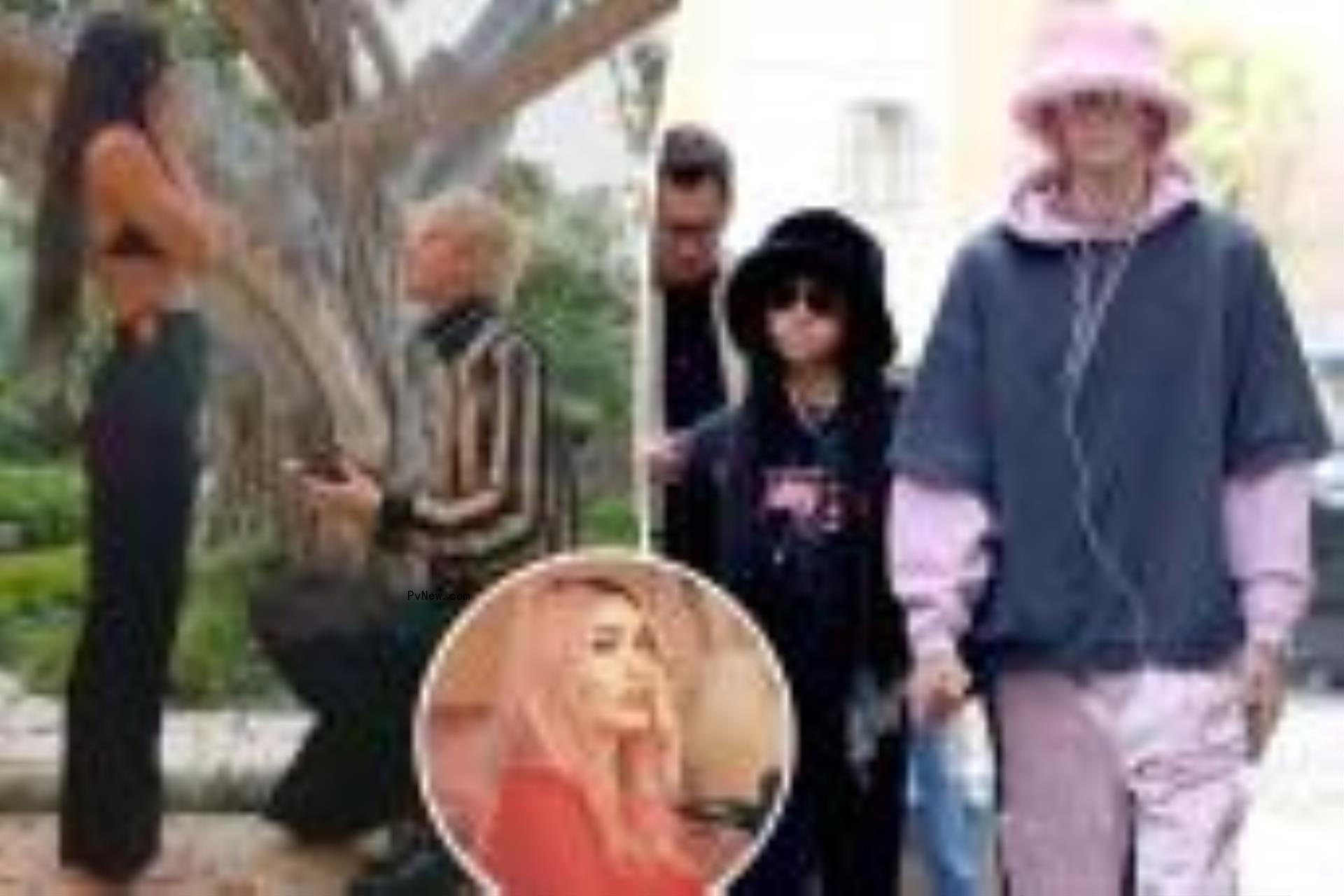 Machine Gun Kelly and Megan Fox split with him and her daughter Casie with an inset of Megan Fox on 