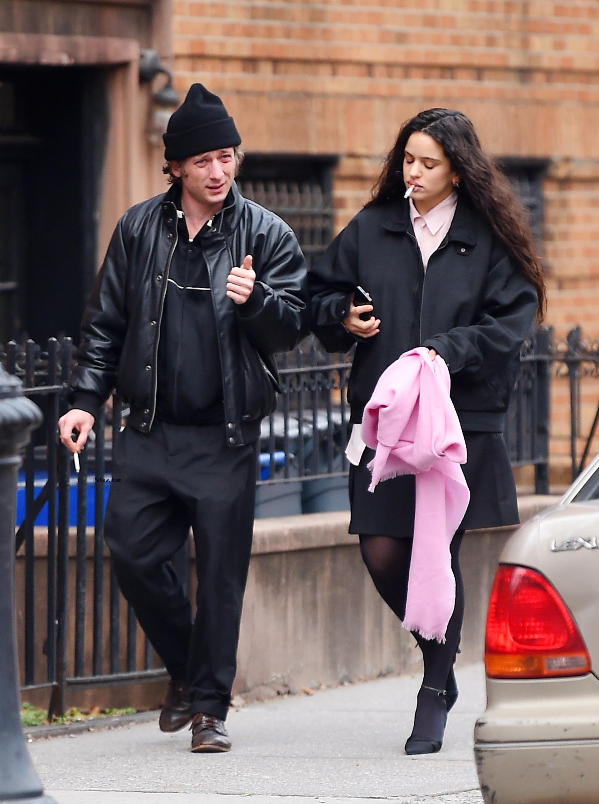 Jeremy Allen White and Rosalia walking in NYC.