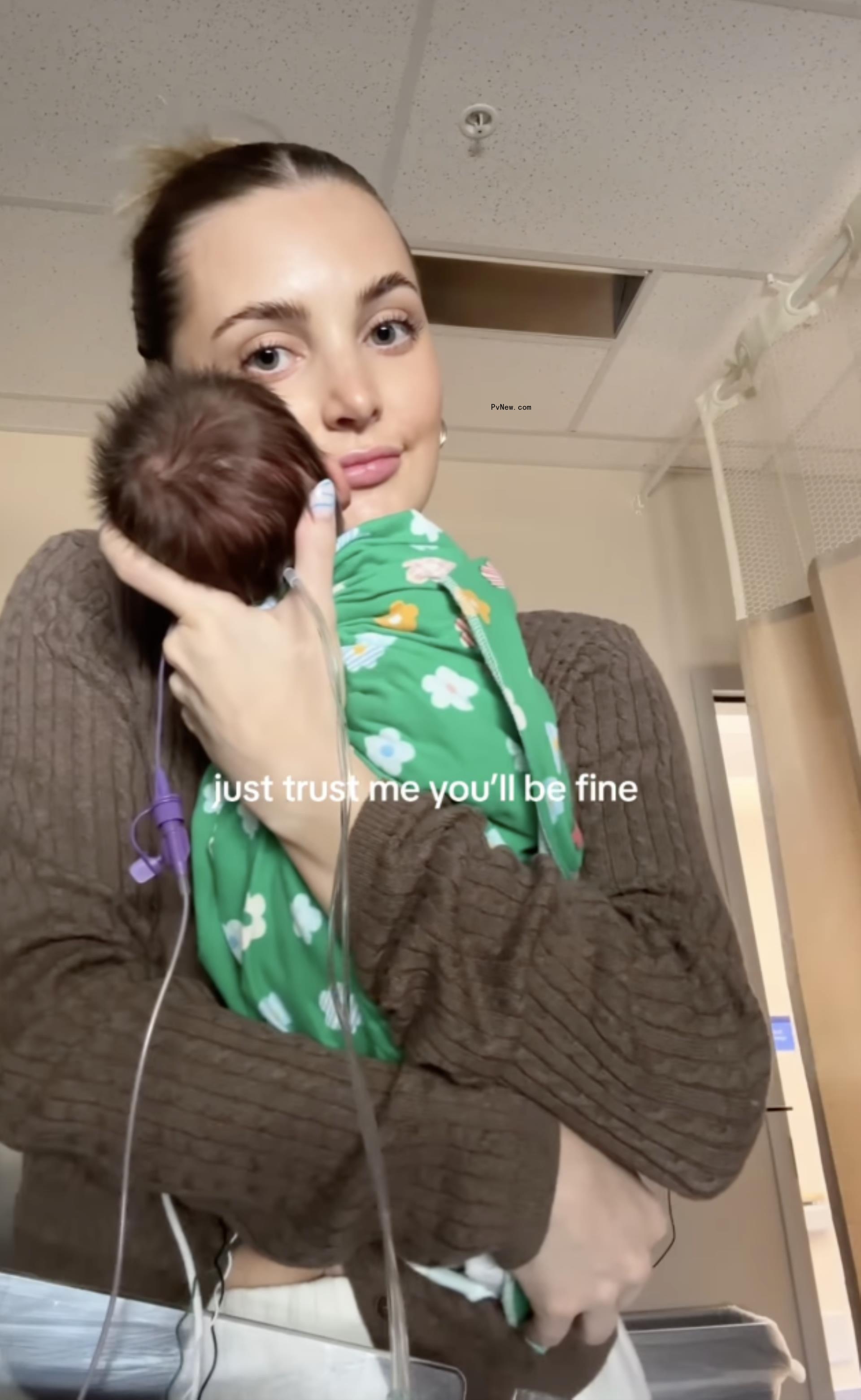 Aspyn Ovard with her newborn