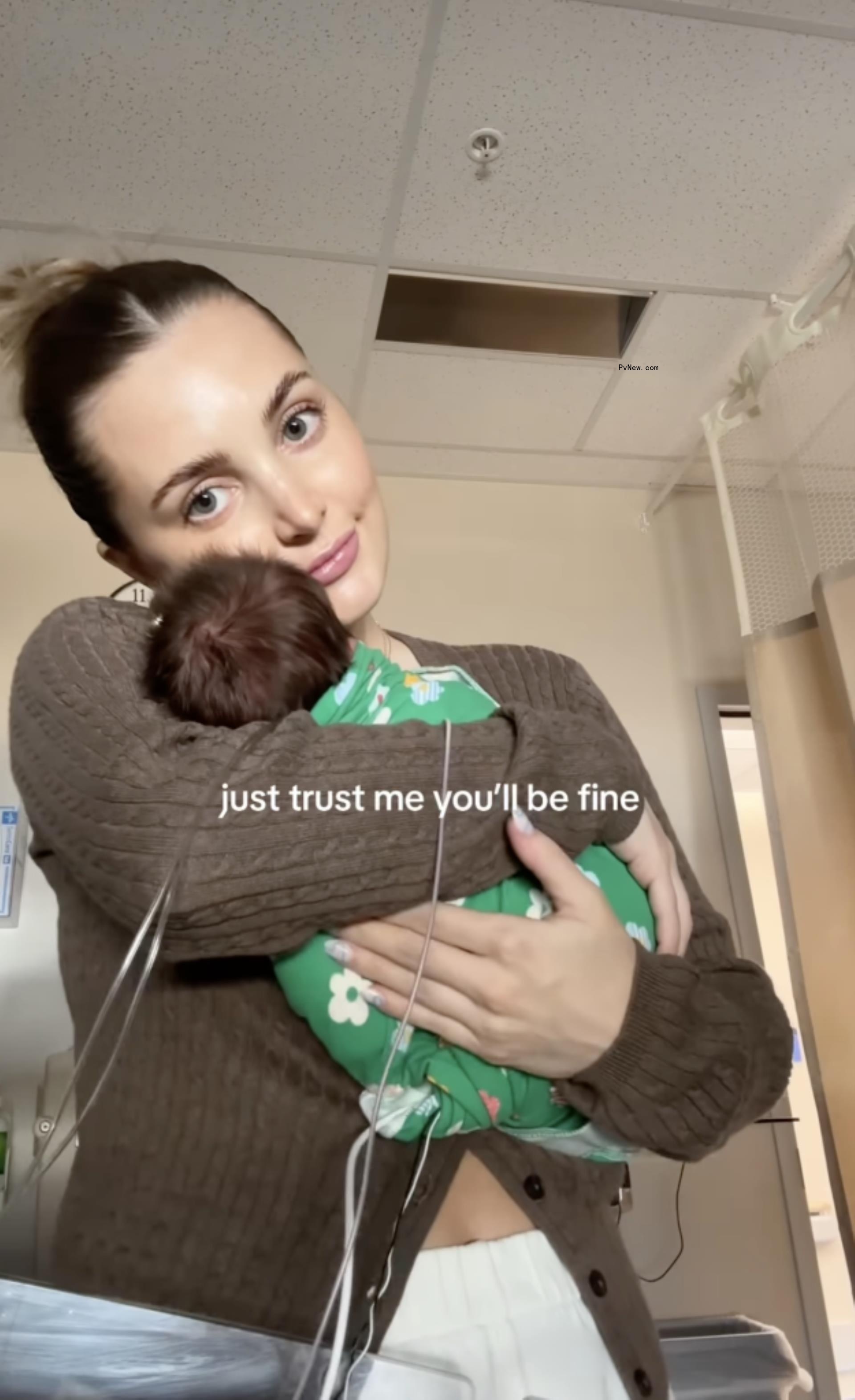 Aspyn Ovard with her newborn