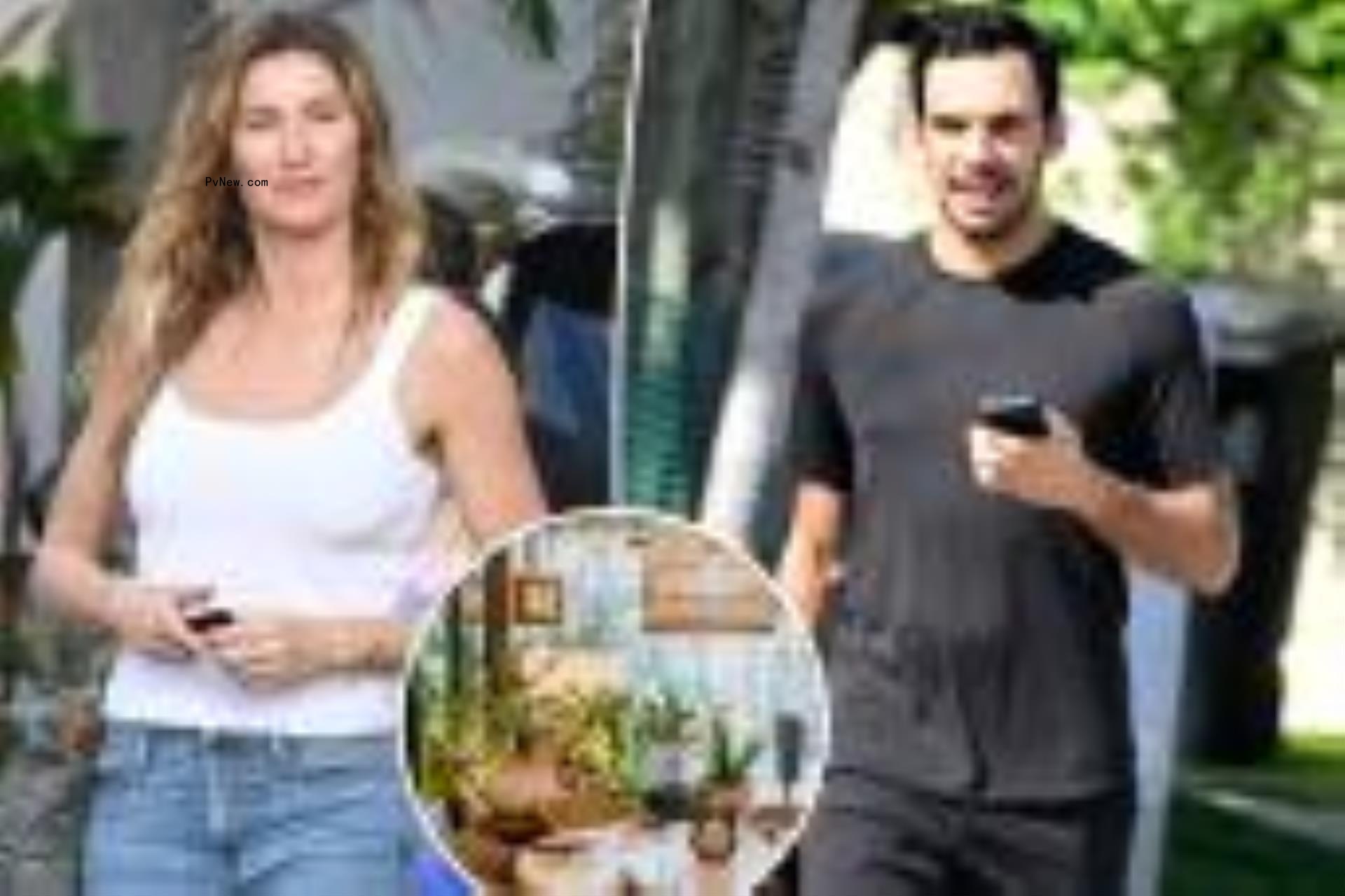 Gisele Bündchen and Joaquim Valente with an inset of Aba Miami.