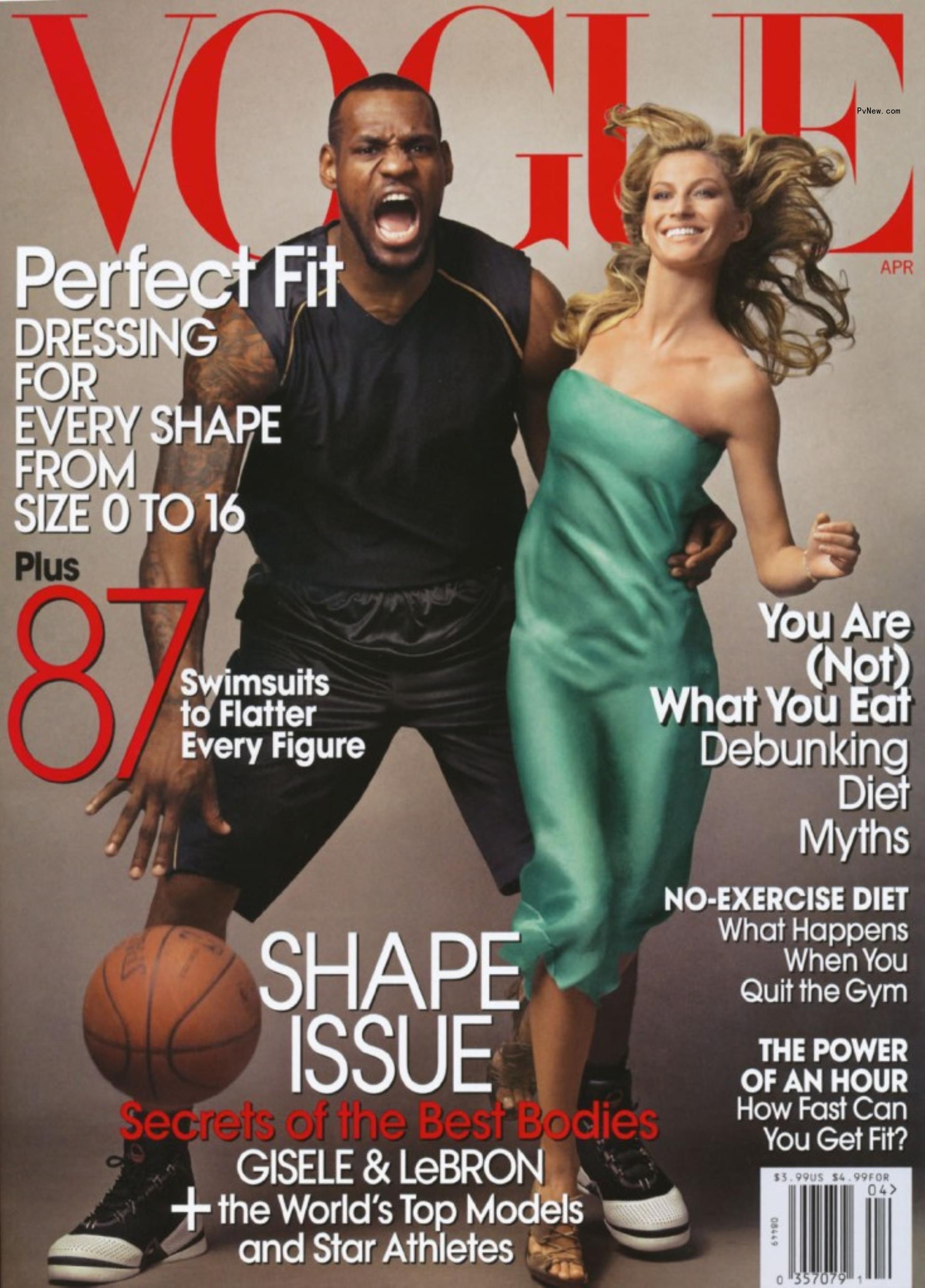 Lebron James and Gisele Bündchen on the cover of Vogue, 2009.