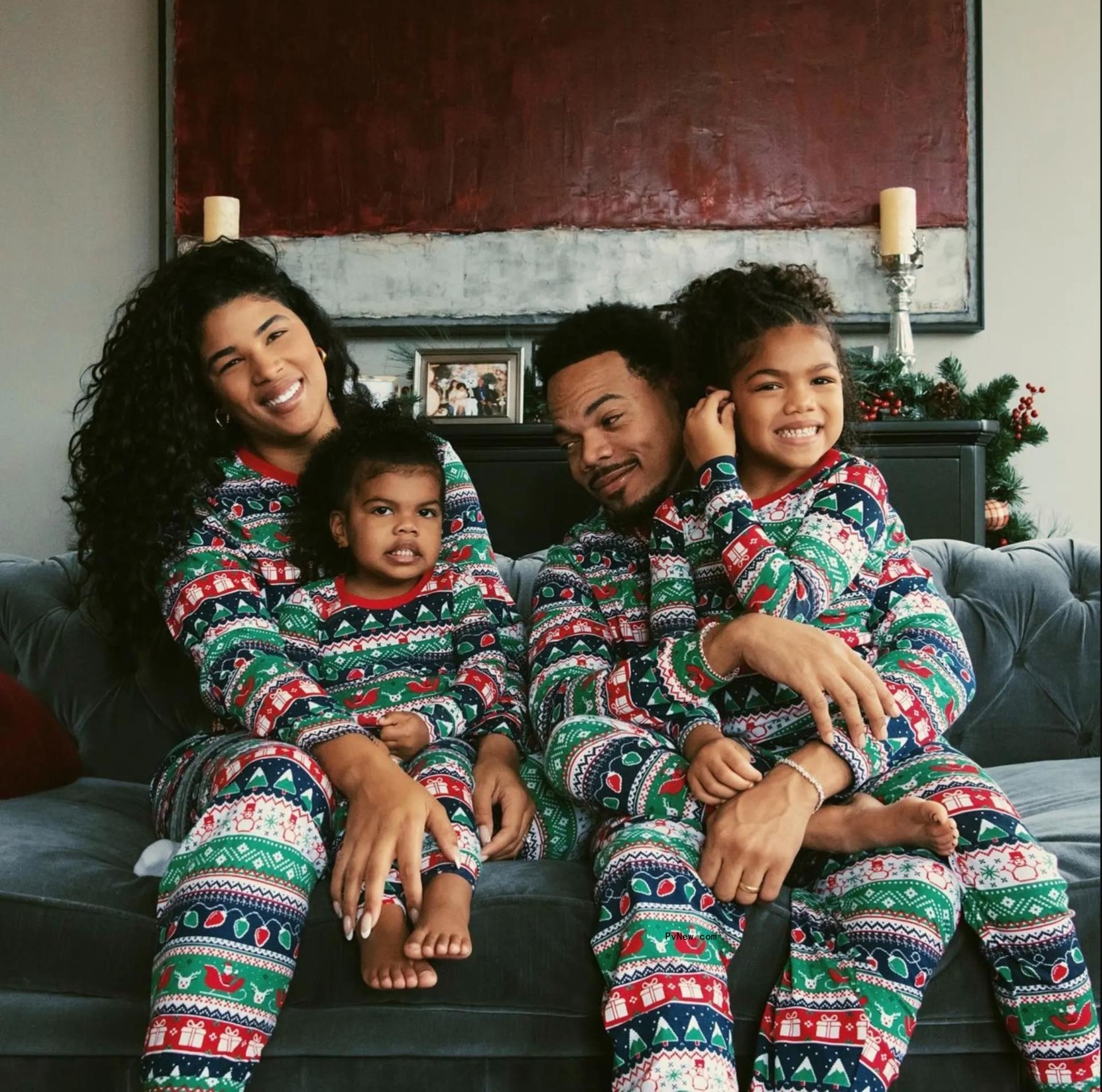 Chance the Rapper and wife Kirsten Corley with their two kids.