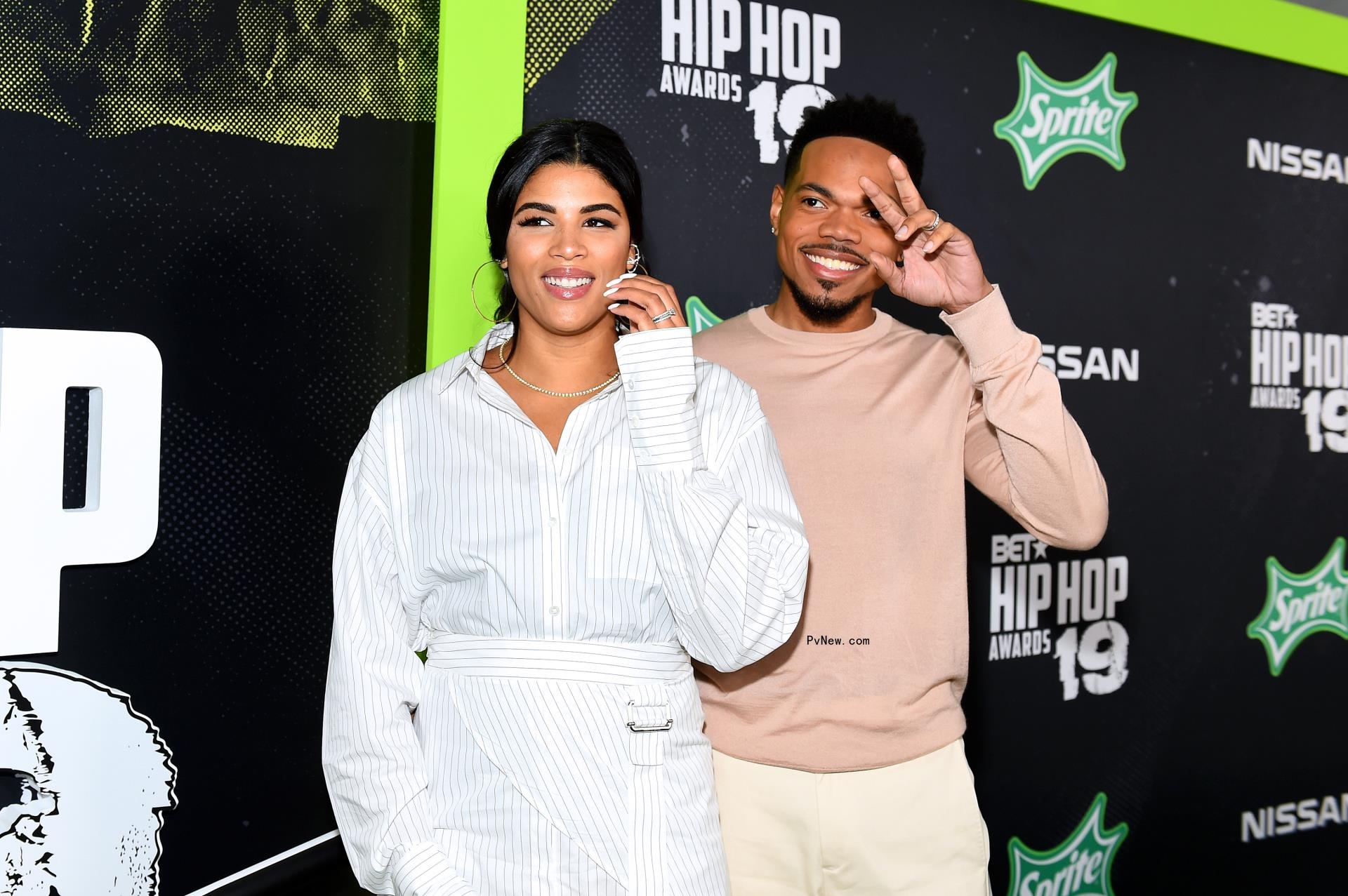 Kirsten Corley and Chance the Rapper attend the BET Hip Hop Awards 2019.