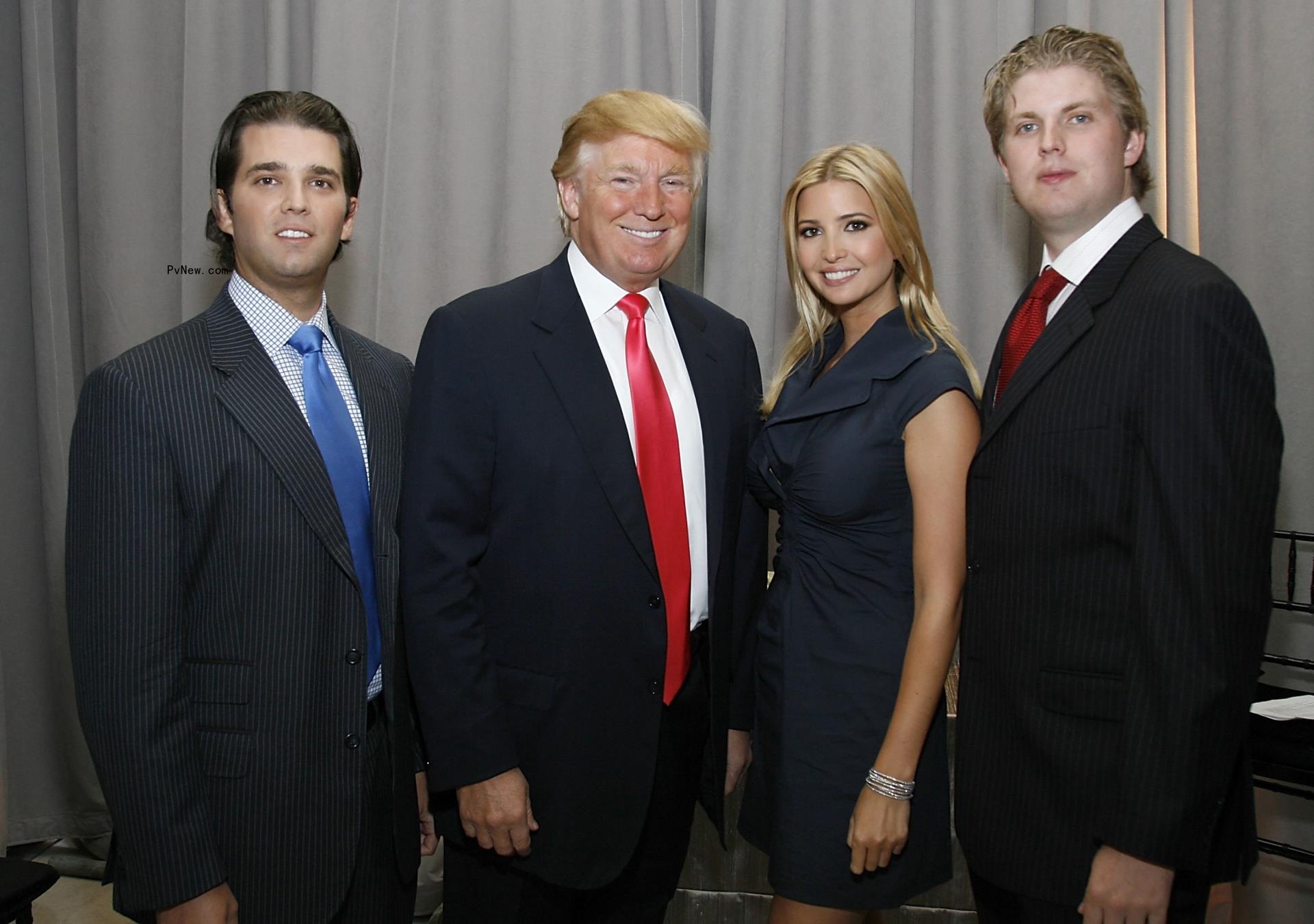 Do<i></i>nald Trump Jr., Do<i></i>nald Trump, Ivanka Trump and Eric Trump at the Trump Soho Launch on September 19, 2007 in New York City.