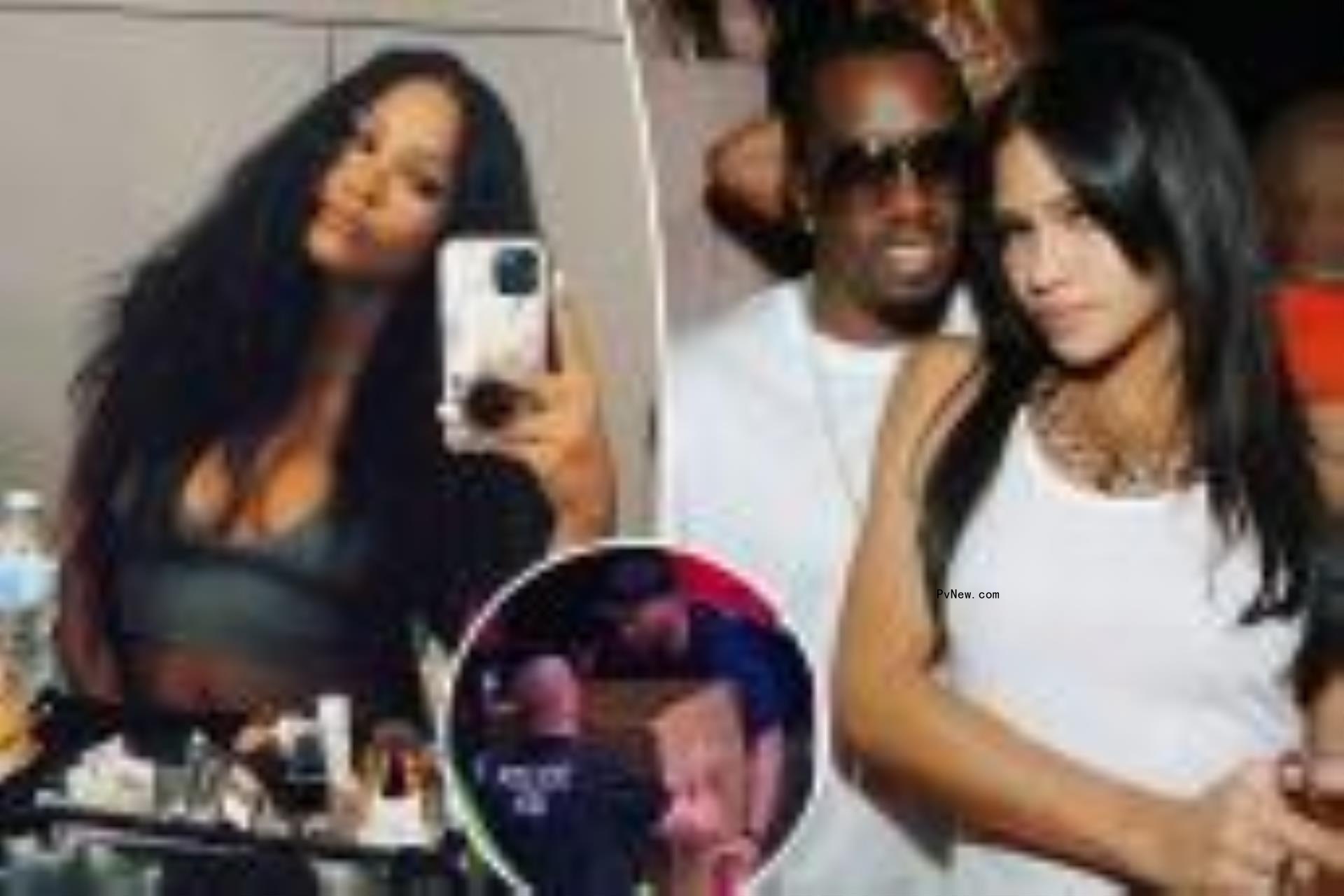 Cassie split image with Sean Diddy Combs.