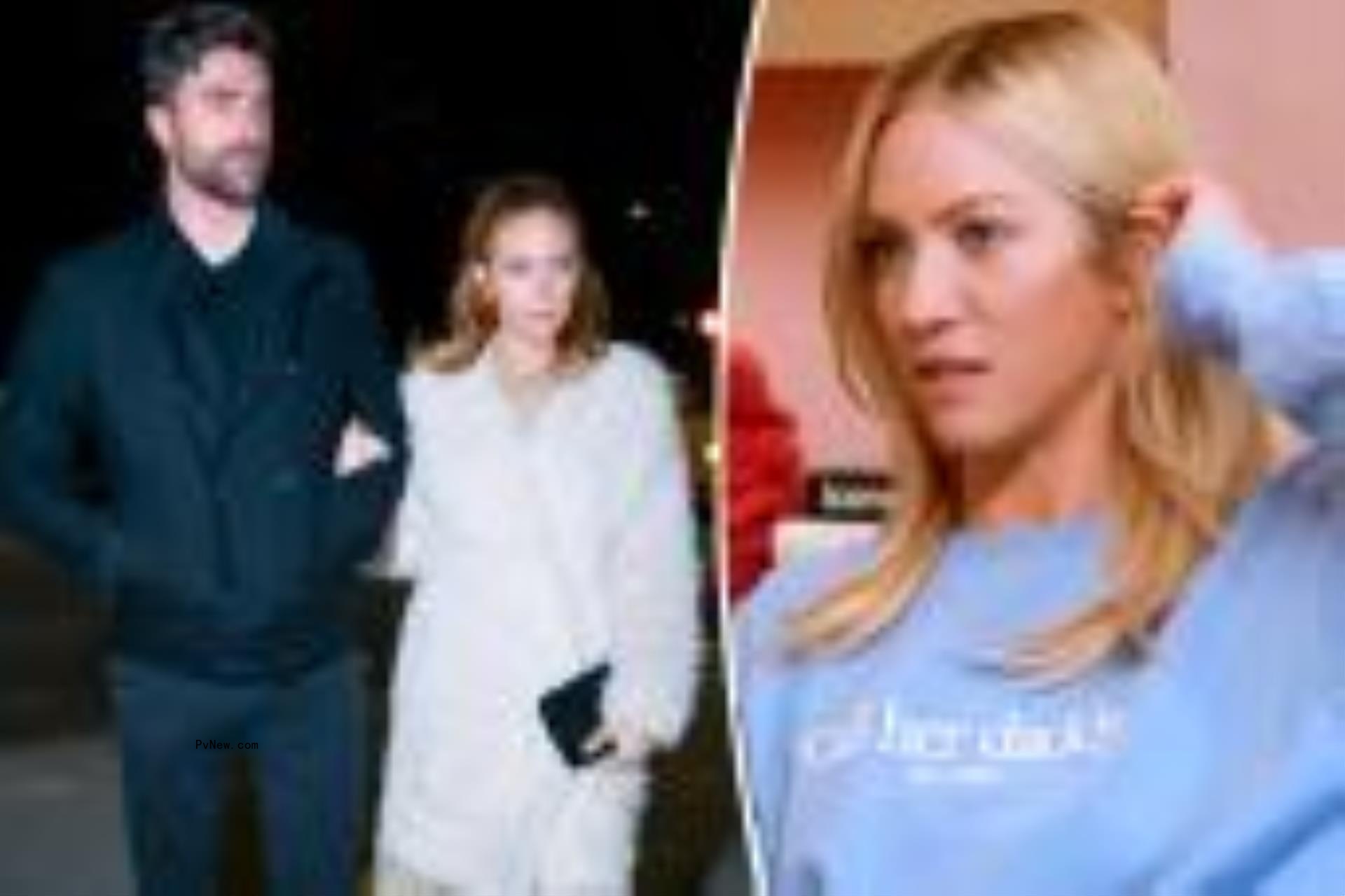 A split photo of Tyler Stanaland and Brittany Snow walking and Brittany Snow talking