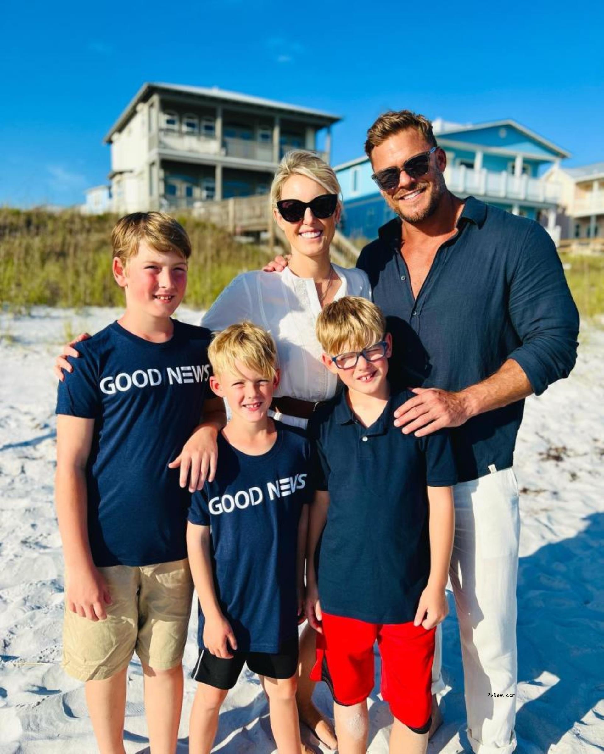 Alan Ritchson, his wife Catherine, and their three sons