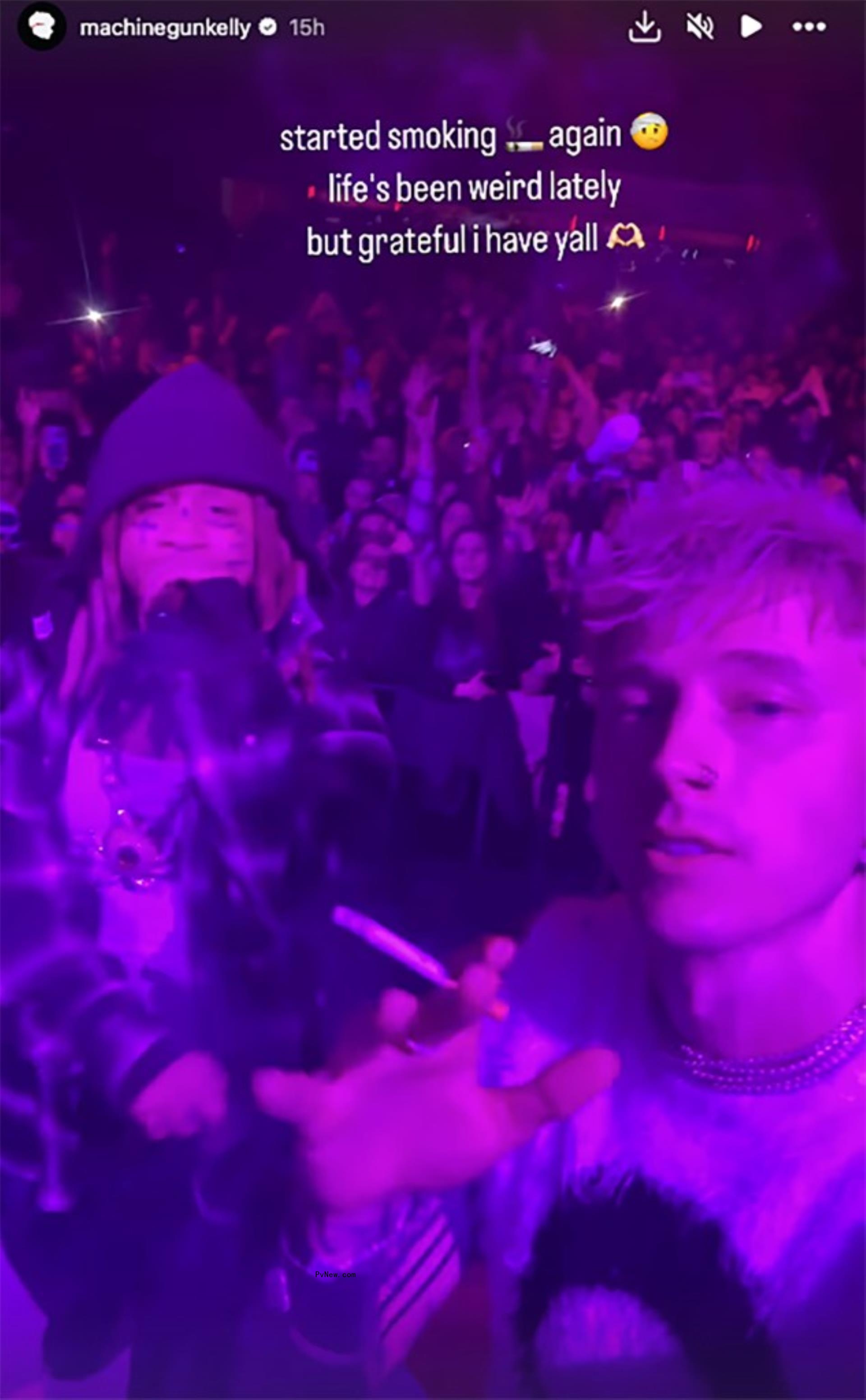 Machine Gun Kelly and Trippie Redd performing in New York City. 