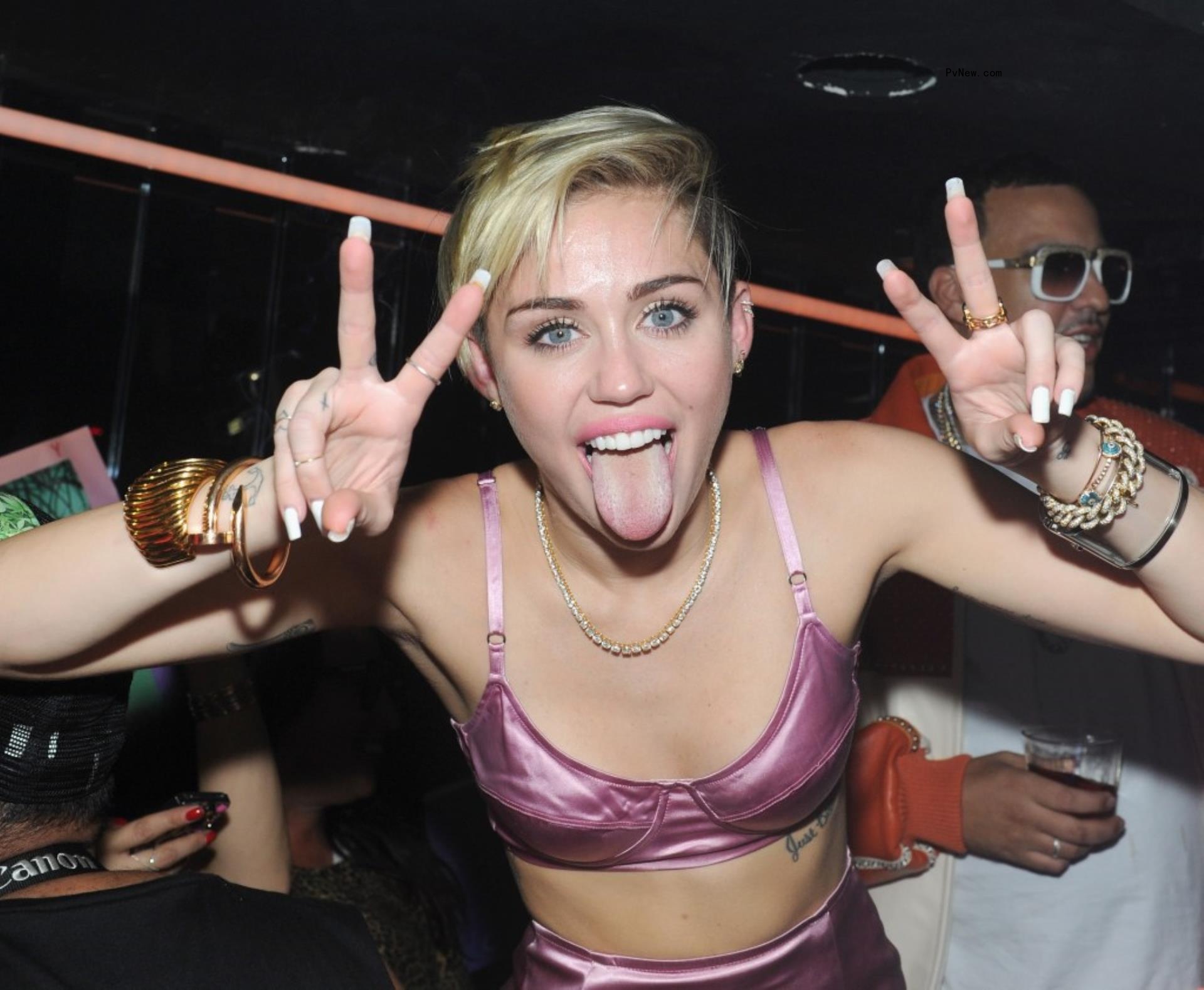 Miley Cyrus with her to<i></i>ngue out