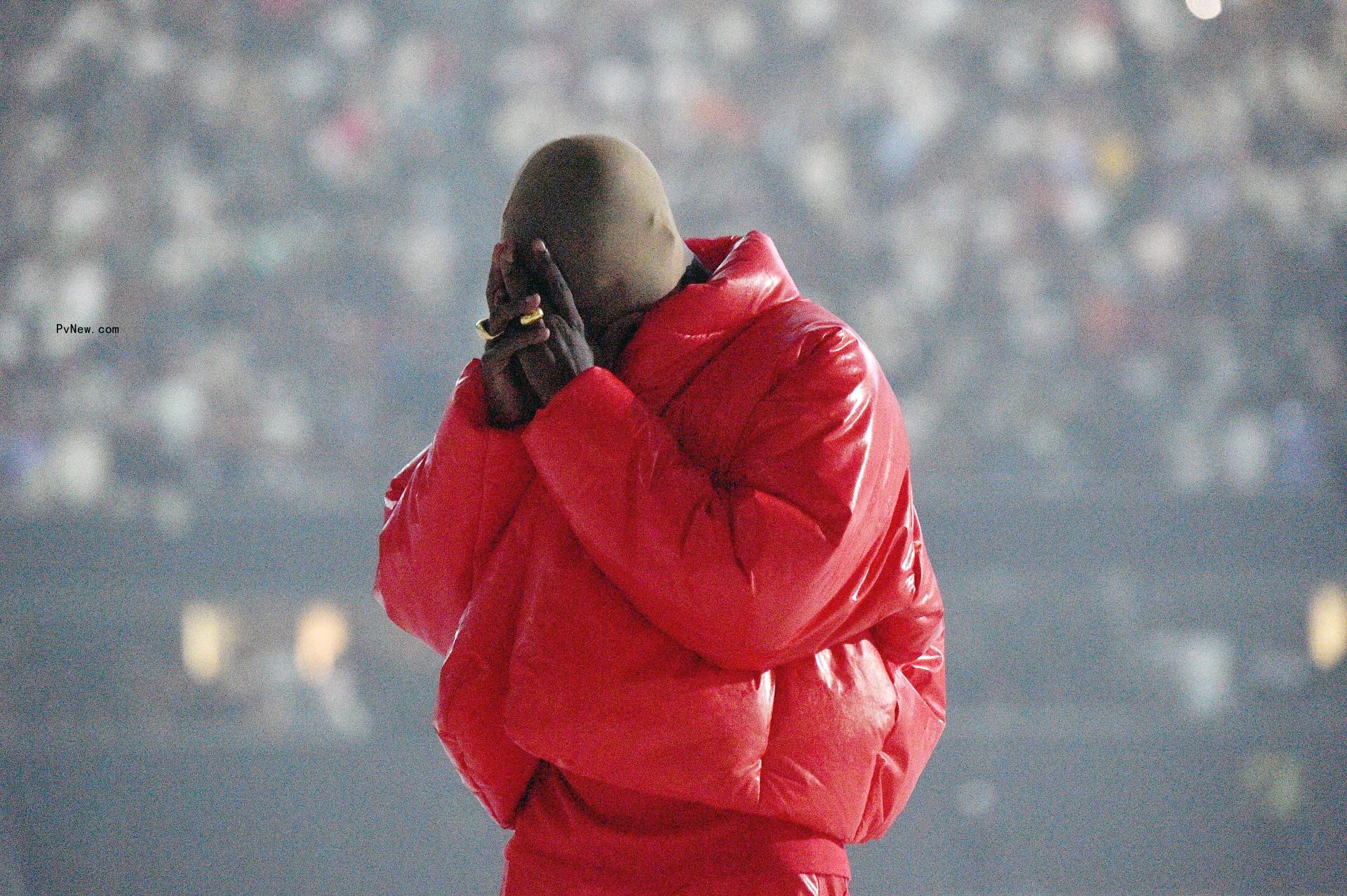 Kanye West onstage.