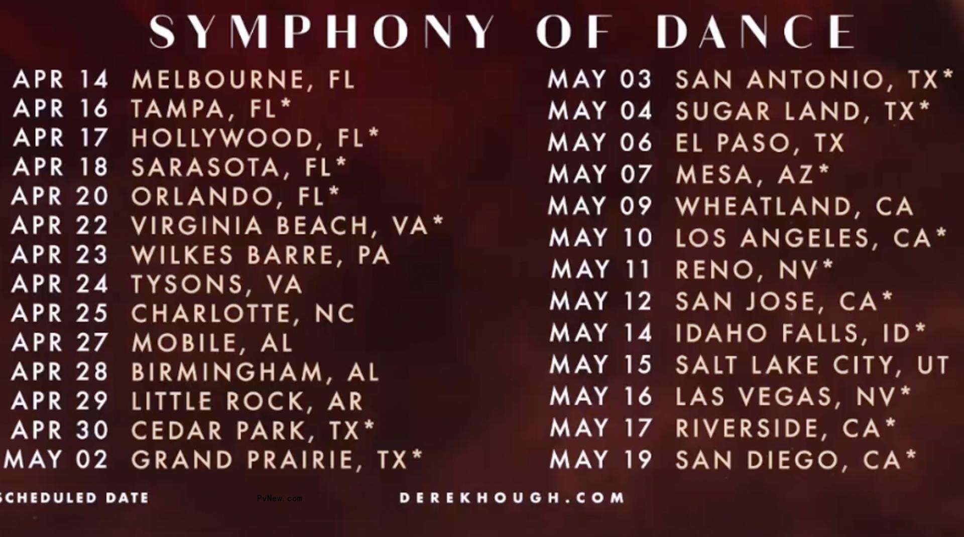The Symphony of Dance tour dates.