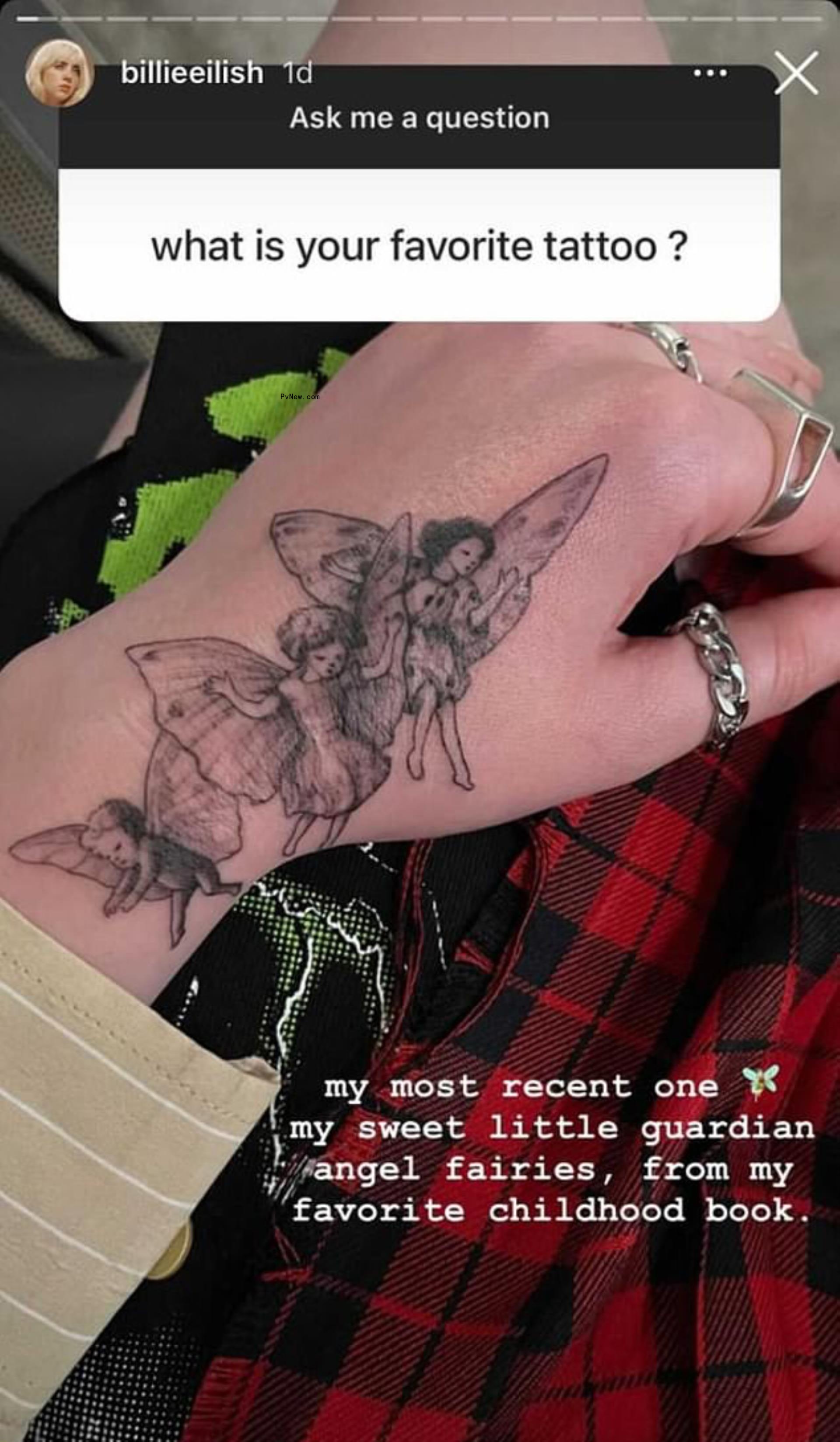 Billie Eilish's fairy tattoo on her hand