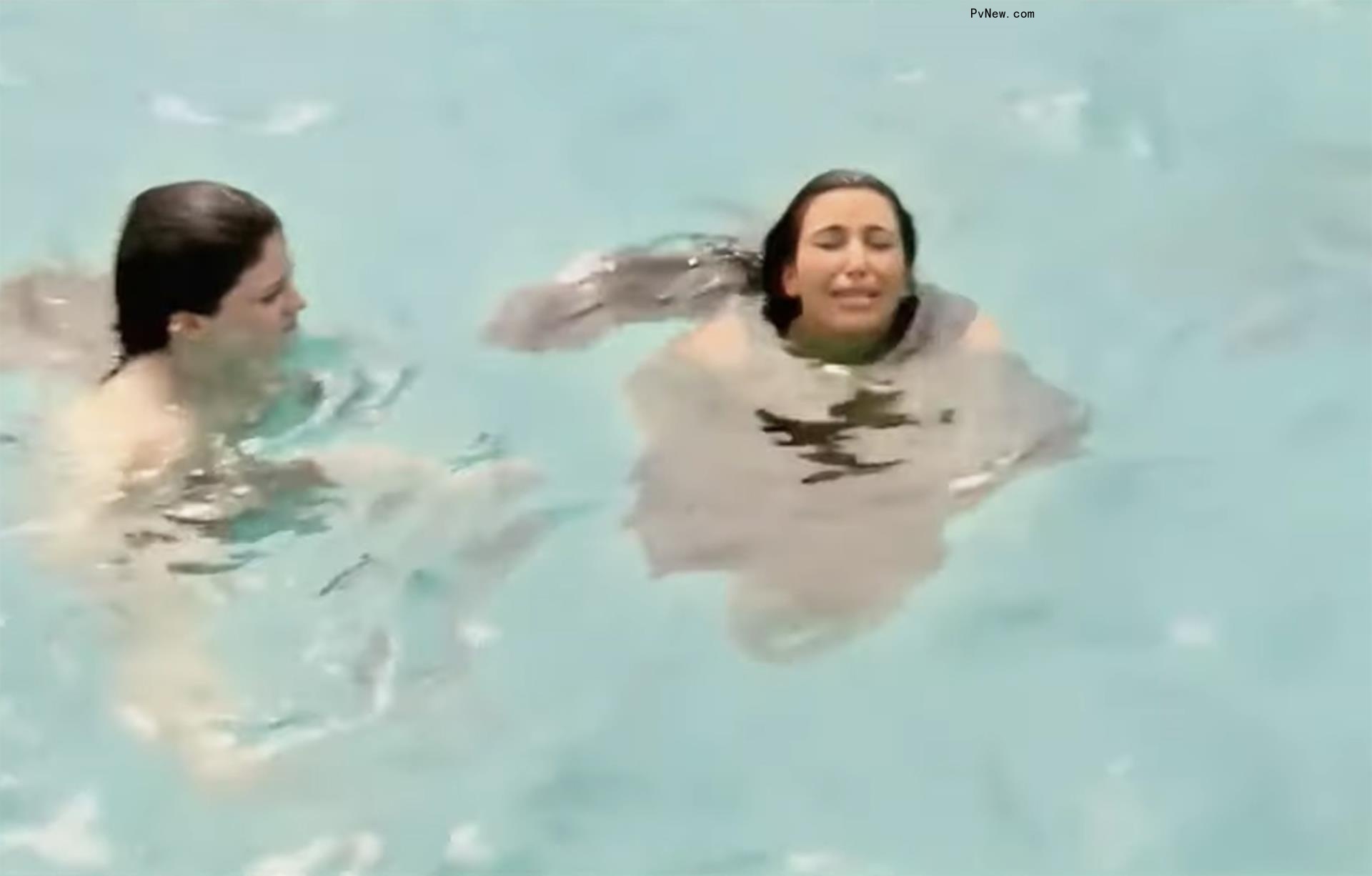 Kim Kardashian crying in the ocean