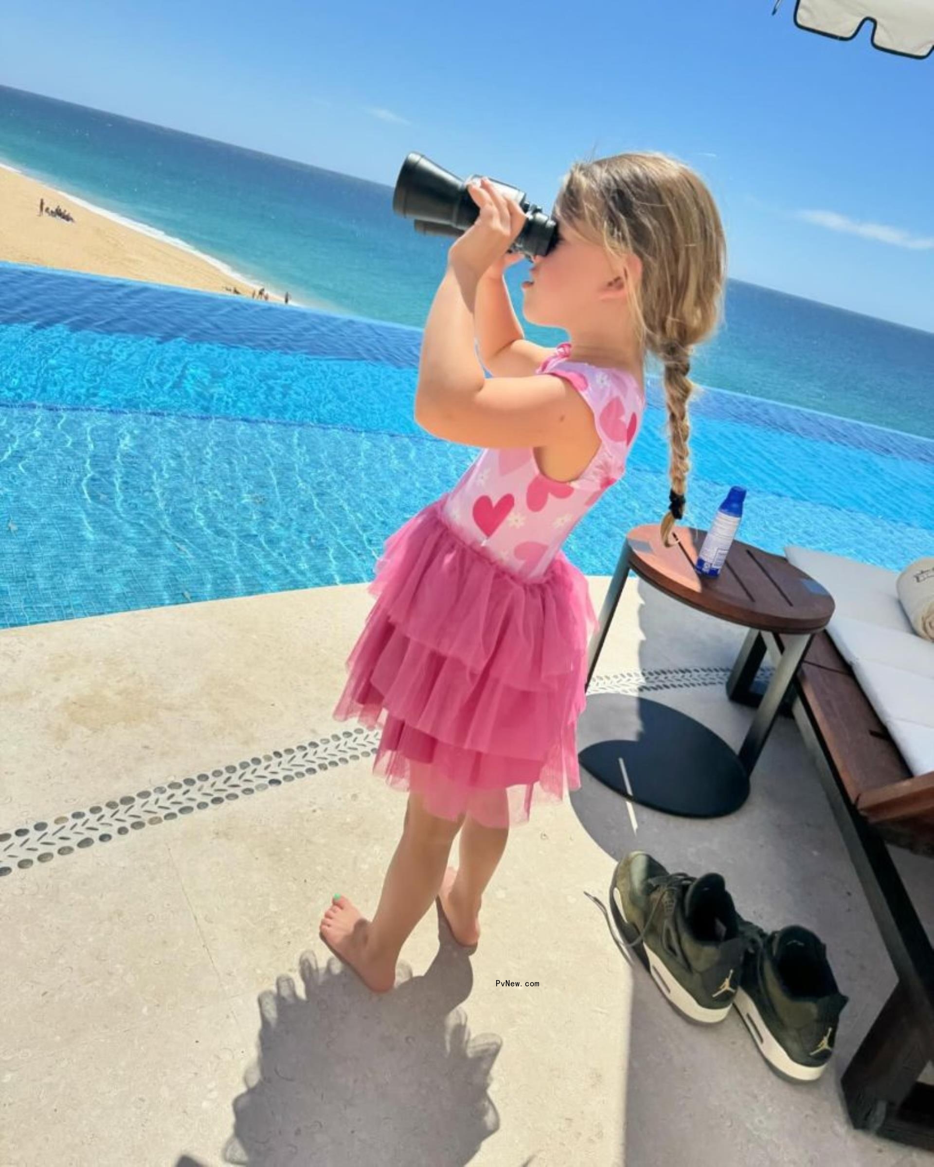 Birdie by the pool in Cabo San Lucas, Mexico.