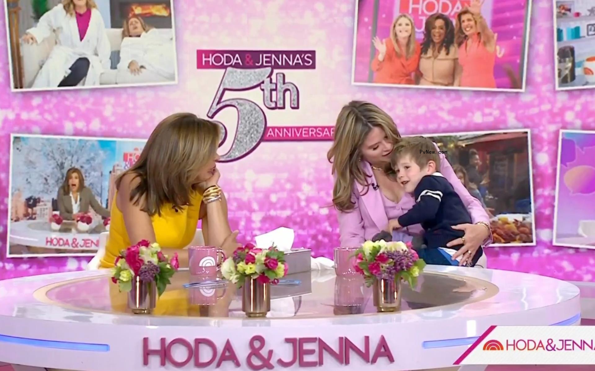 Hoda Kotb and Jenna Bush Hager sitting with Hal Hager on