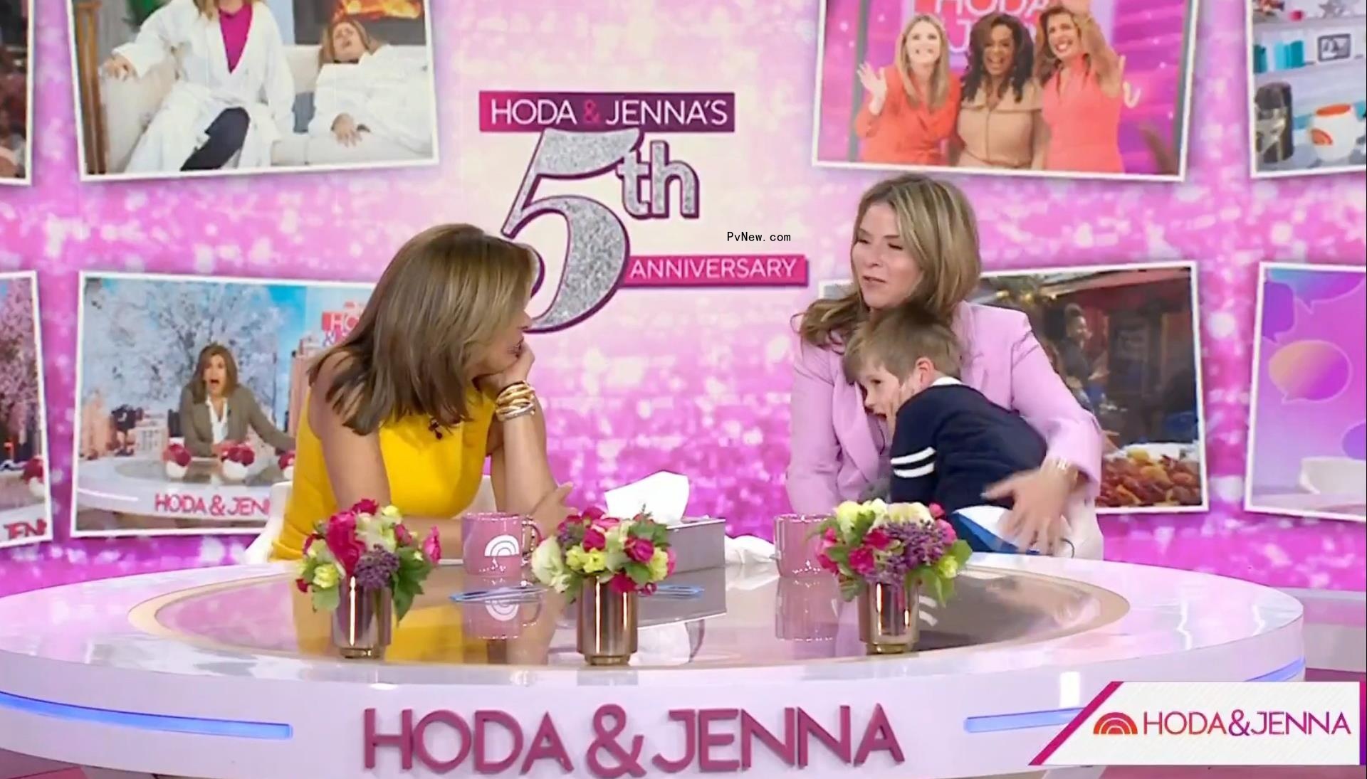 Hoda Kotb and Jenna Bush Hager sitting with Hal Hager on