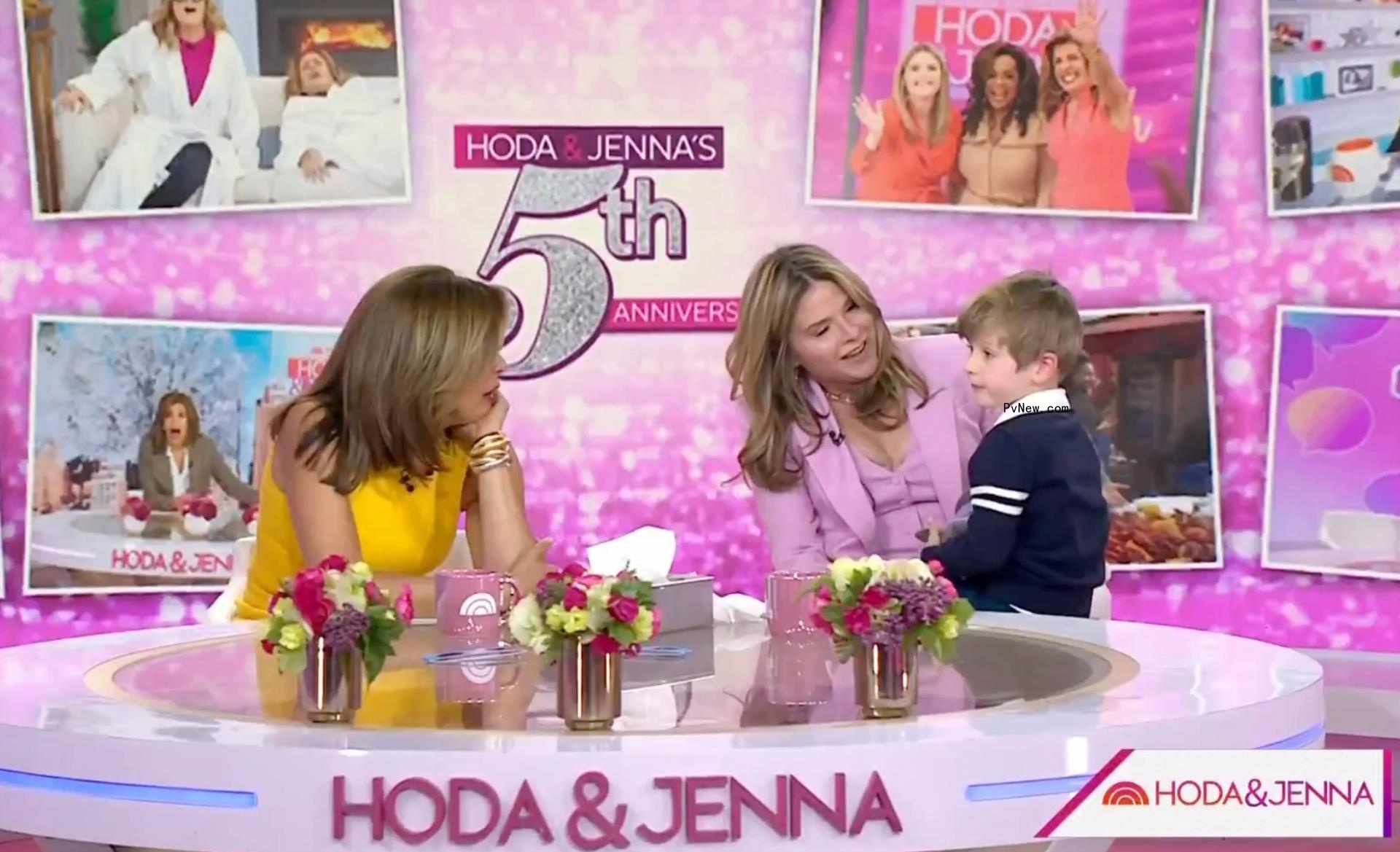 Hoda Kotb and Jenna Bush Hager sitting with Hal Hager on