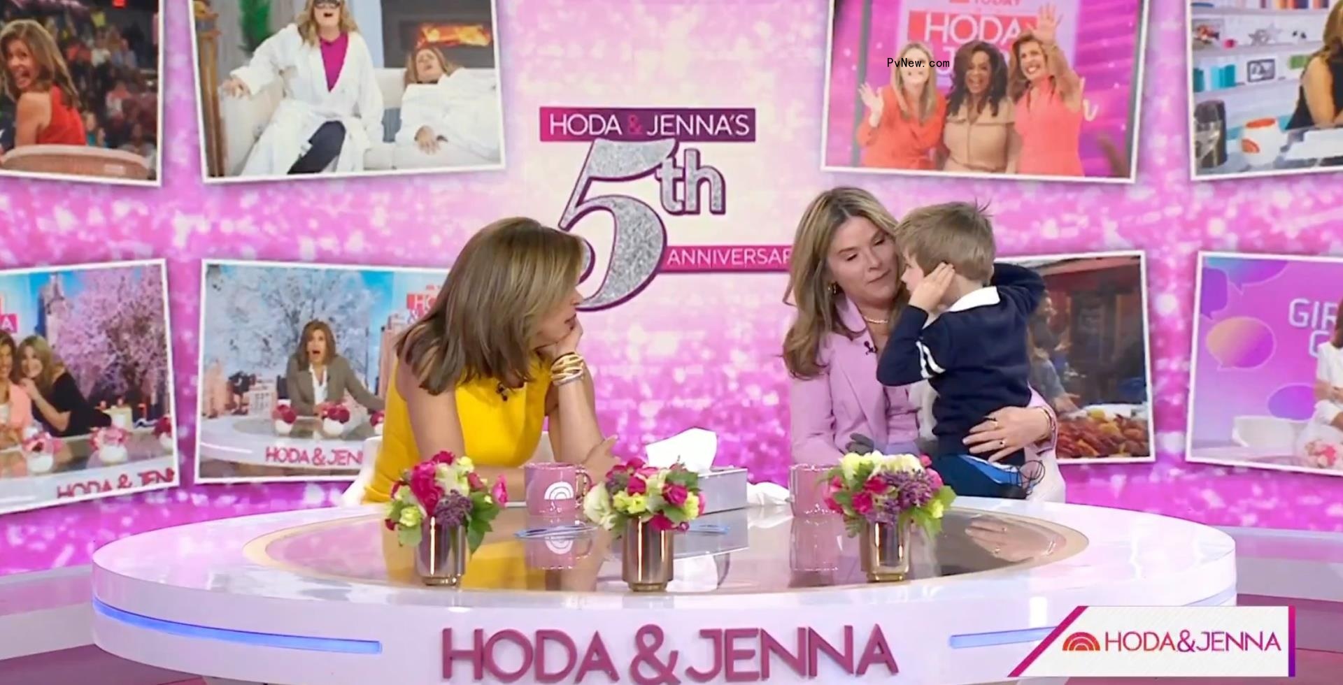 Hoda Kotb and Jenna Bush Hager sitting with Hal Hager on