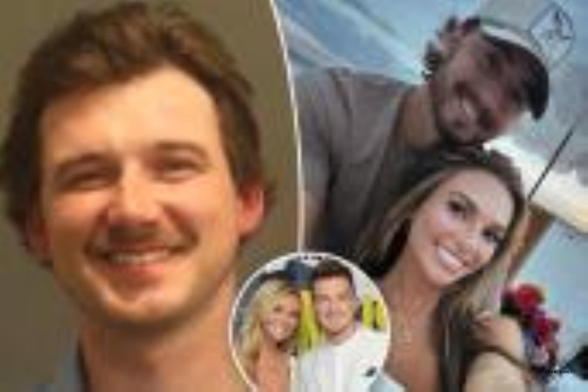 Morgan Wallen and KT Smith split image with her new fiancé.