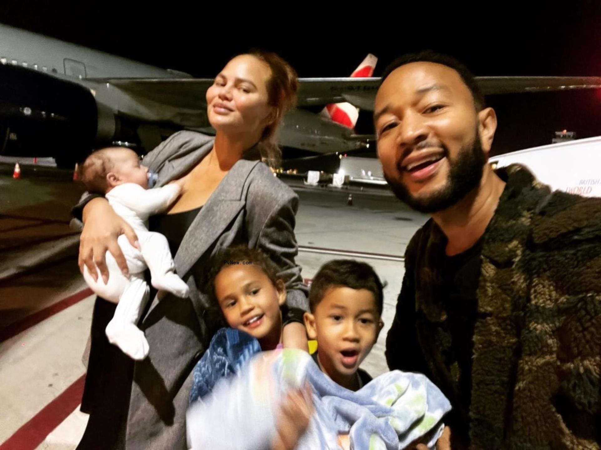 Chrissy Teigen and John Legend with their kids