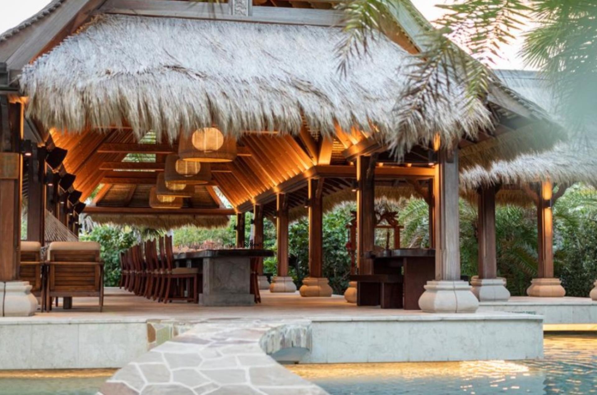 A dining room on Necker Island. 
