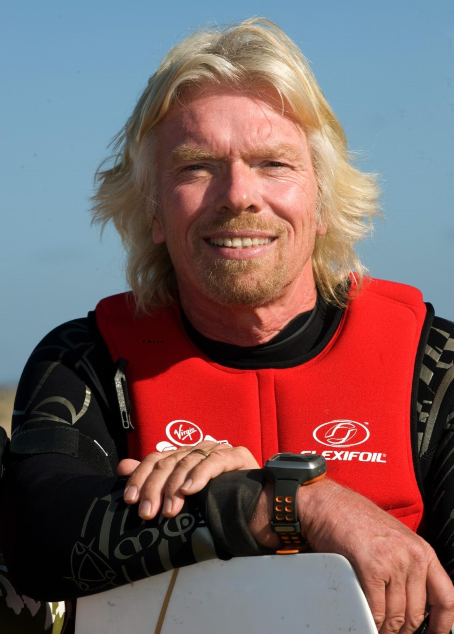 Richard Branson going kite surfing. 