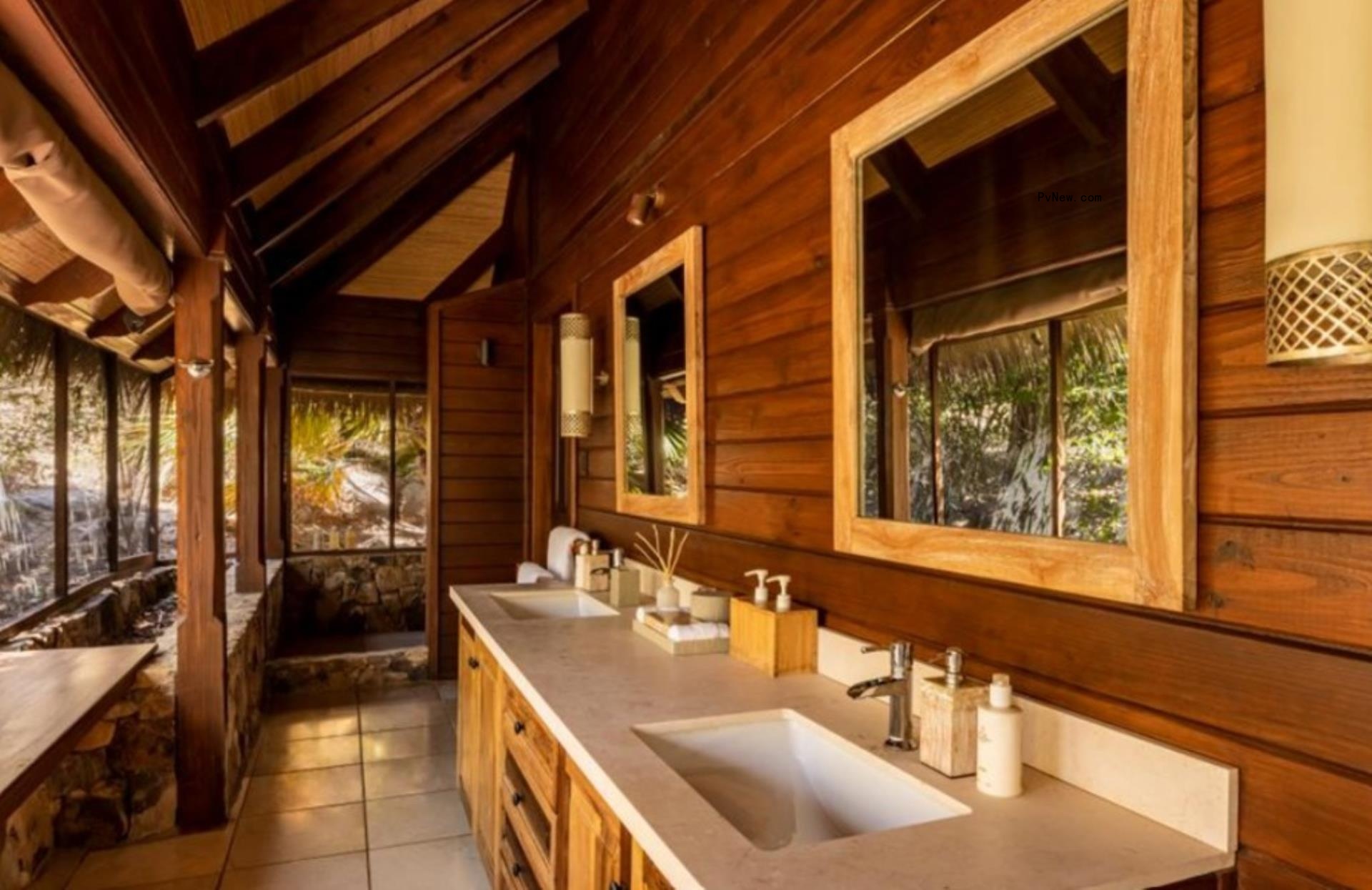 A bathroom on Necker Island. 