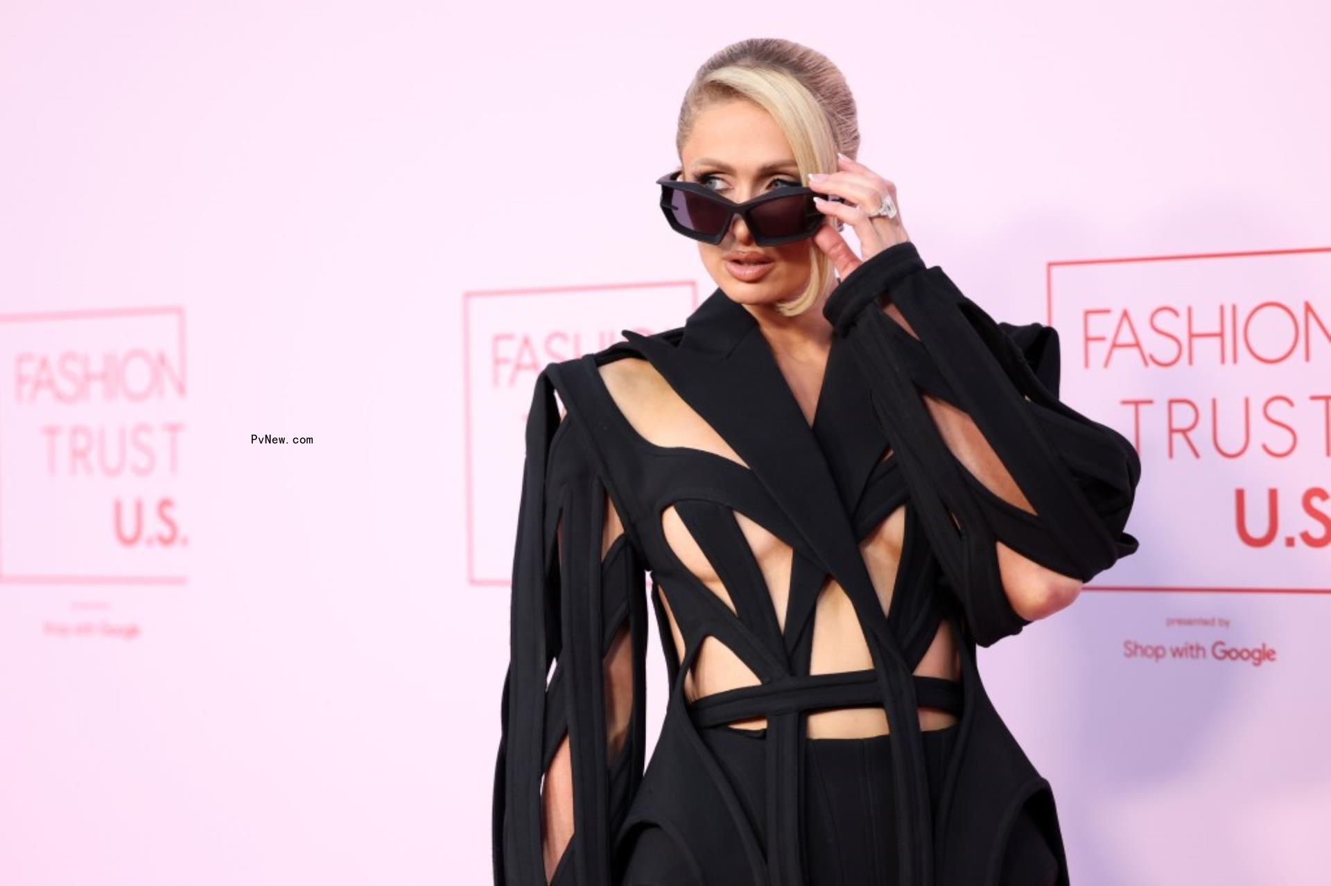 Paris Hilton in Mugler cutout blazer at Fashion trust Awards 2024