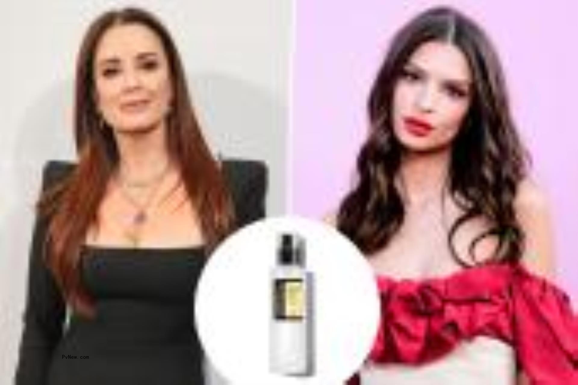 Kyle Richards and Emily Ratajkowski with an inset of snail mucin skincare