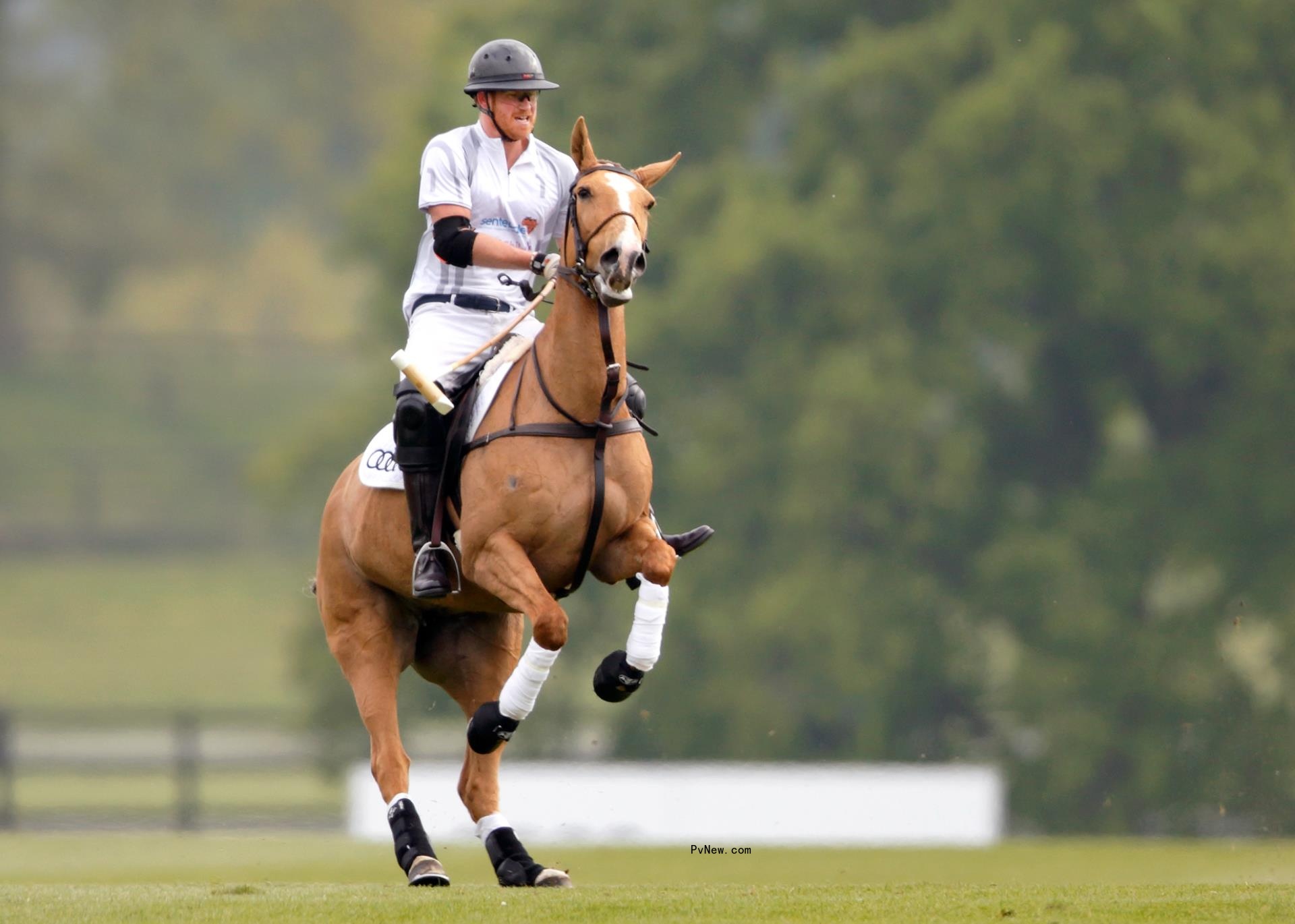 Prince Harry playing polo.
