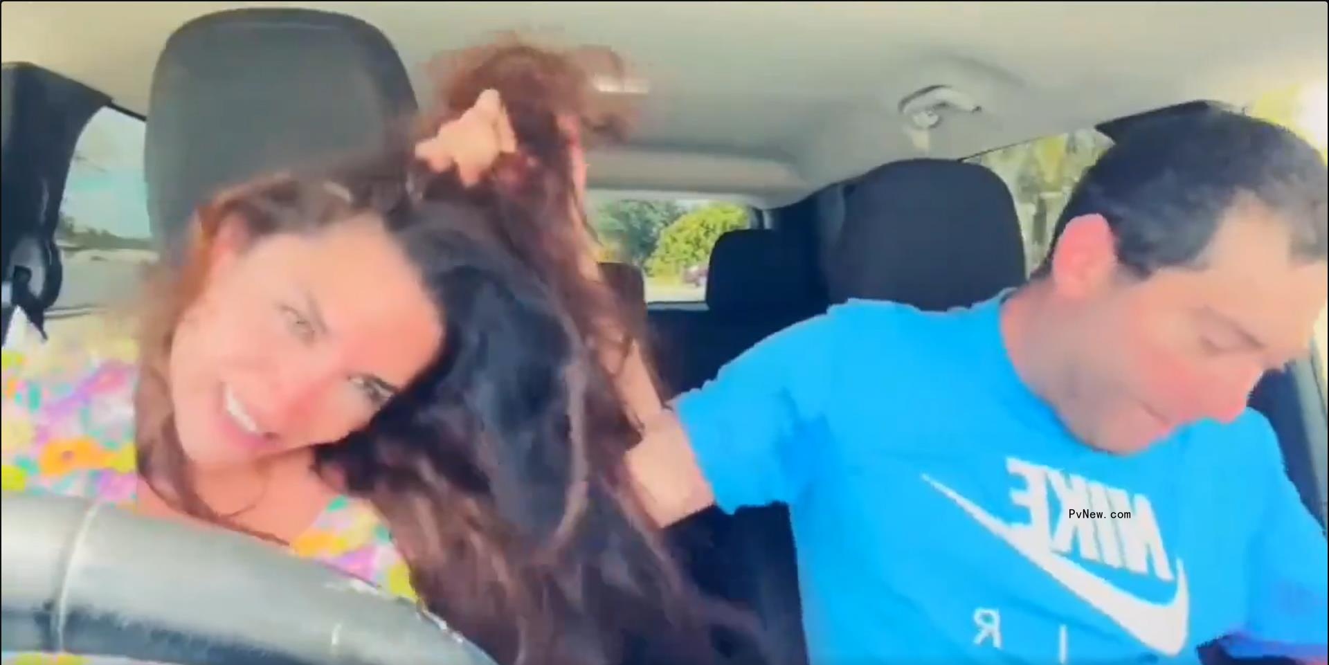 Elisa Jordana's boyfriend grabbing her hair on livestream.