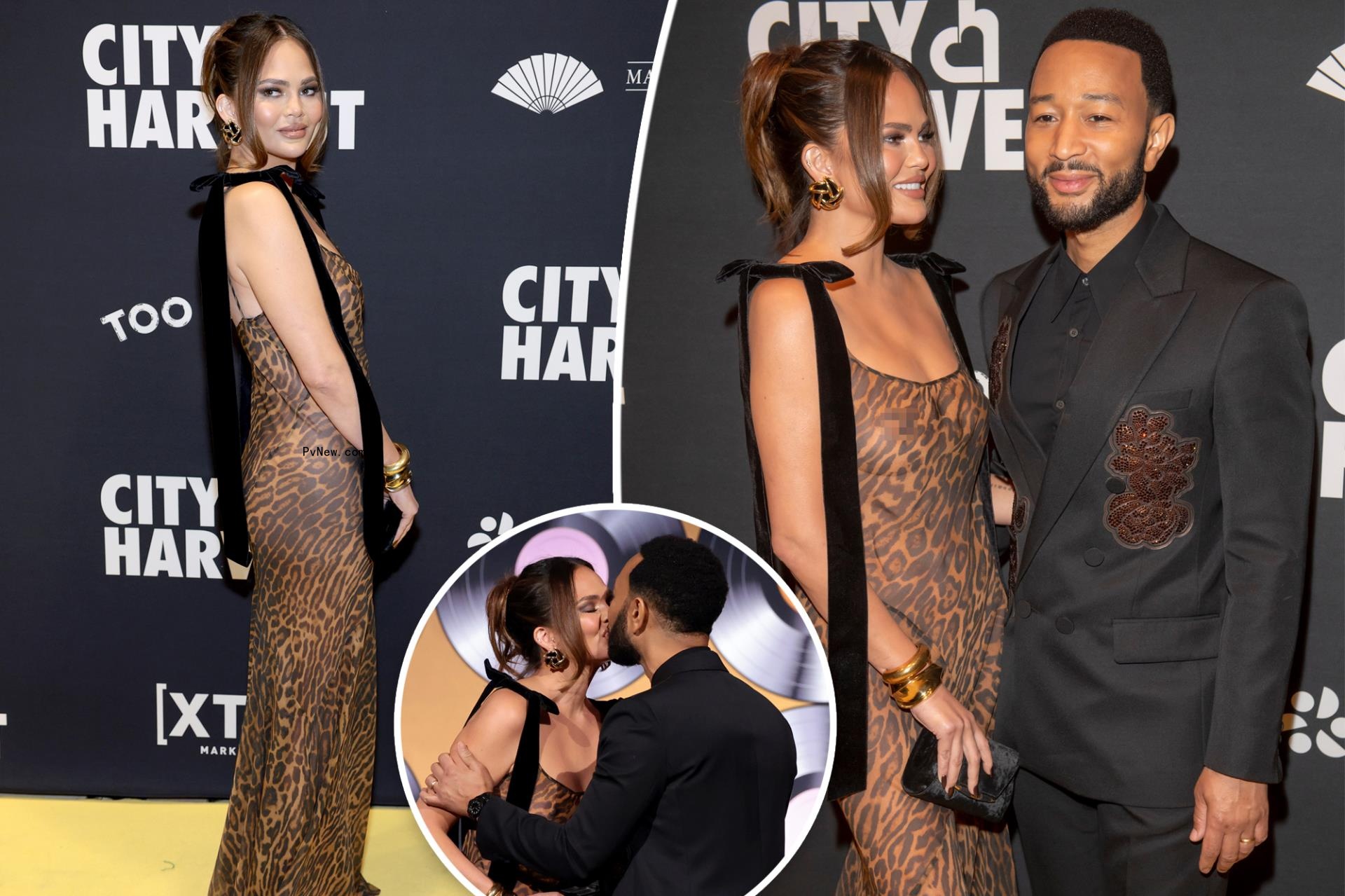 Chrissy Teigen wears completely sheer animal-printed dress in most daring red carpet look yet