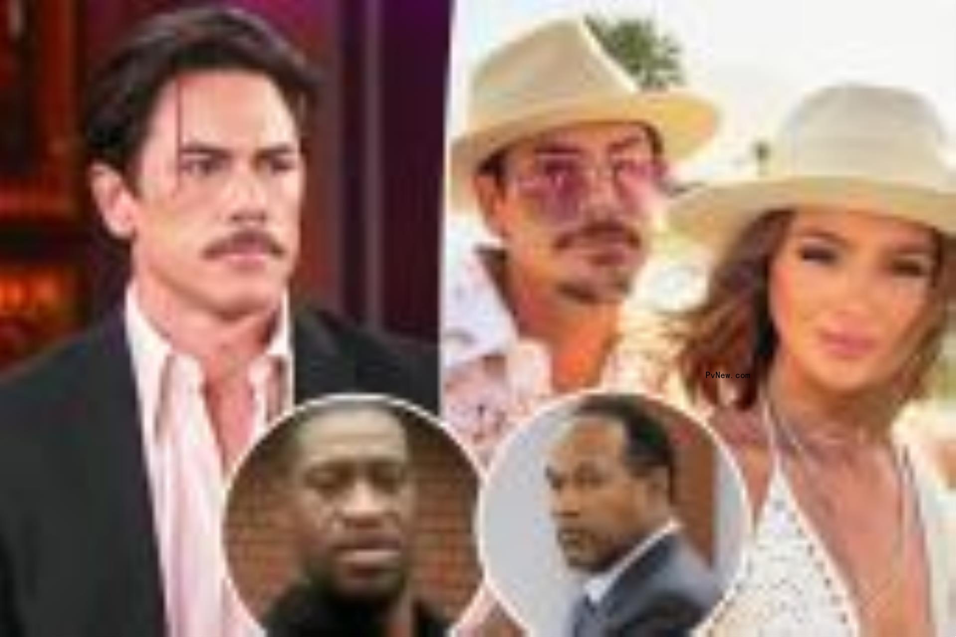 Tom Sandoval and Raquel Leviss split image with George Floyd and OJ Simpson.