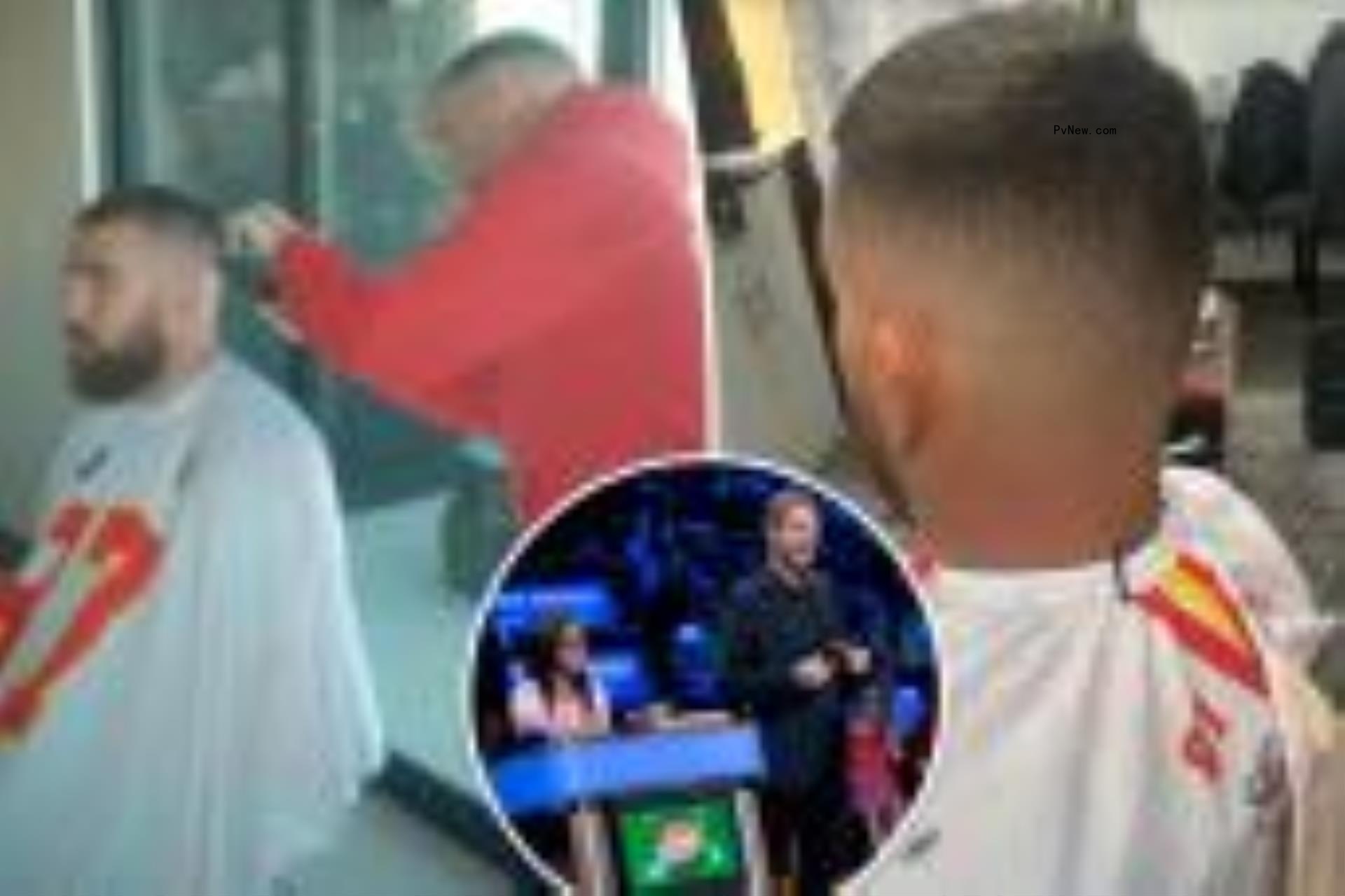 Travis Kelce getting haircut