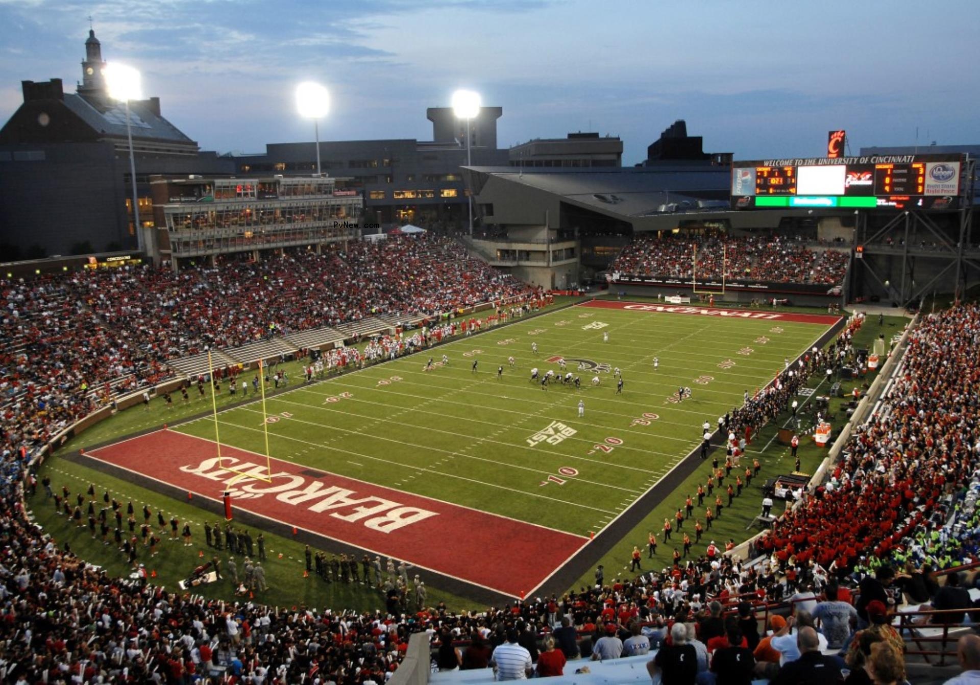 An aerial shot of Nippert Stadium.