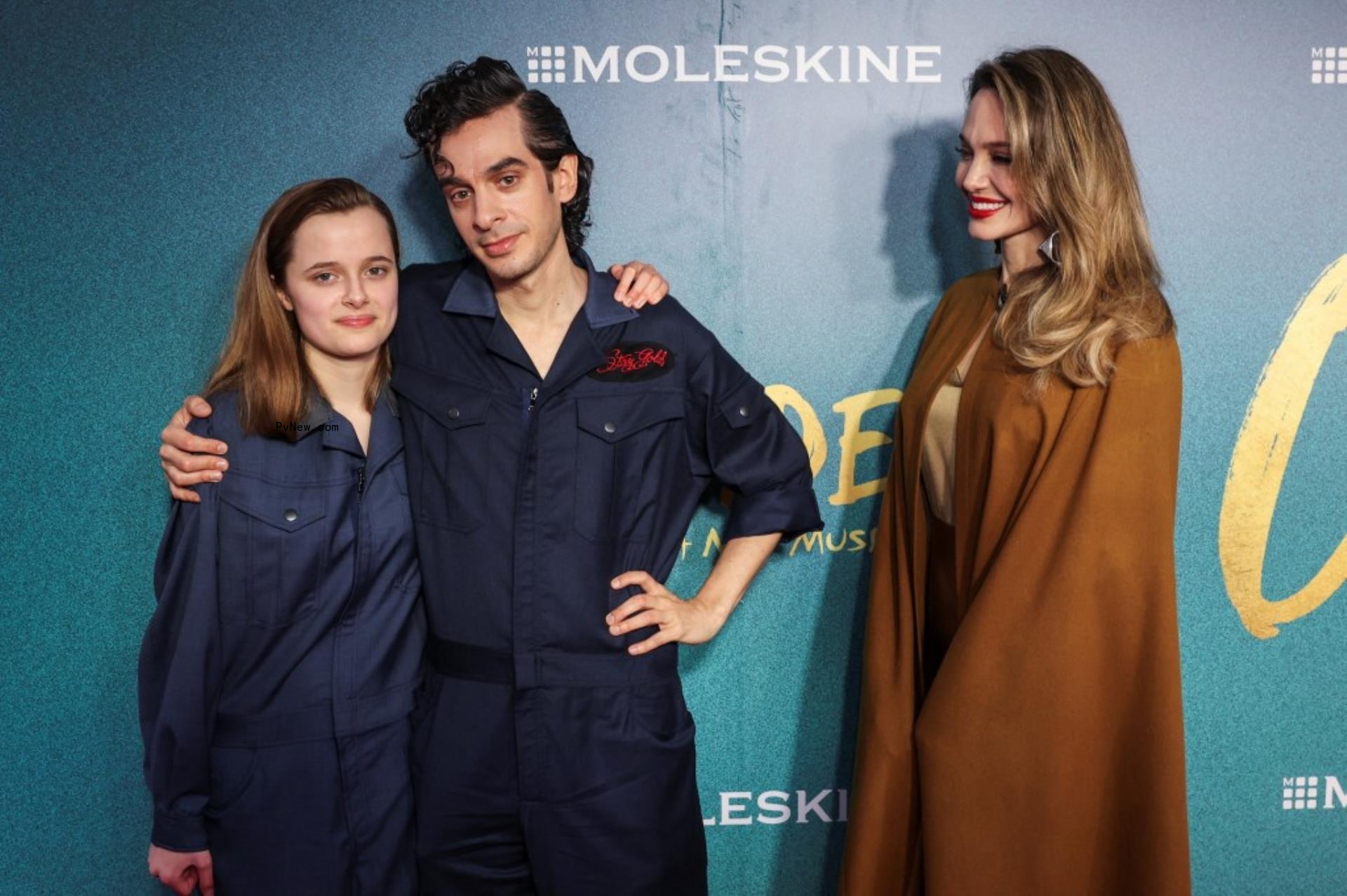 Vivienne Jolie-Pitt, Justin Levine and Angelina Jolie at the opening night of