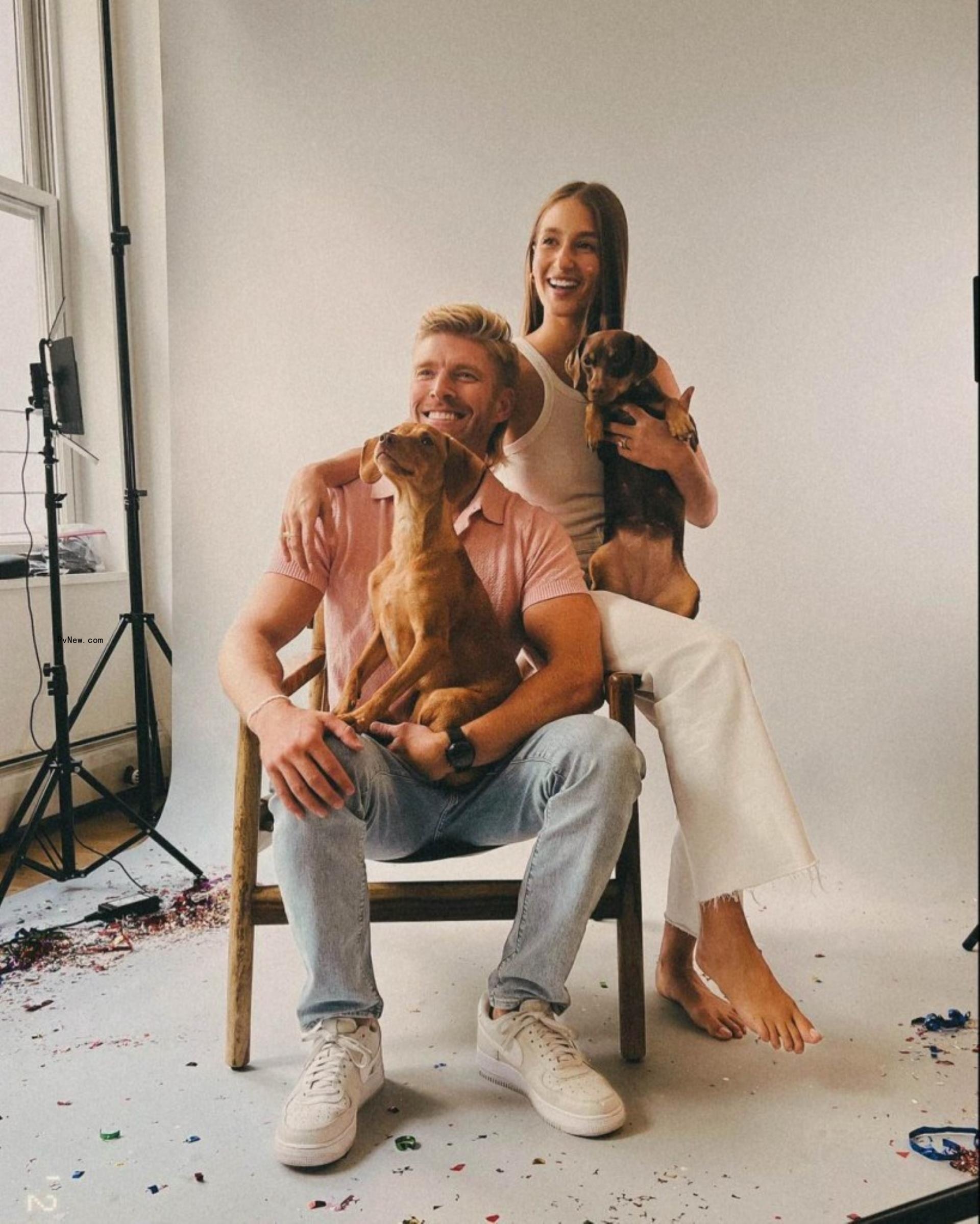 Kyle Cooke and Amanda Batula posing together