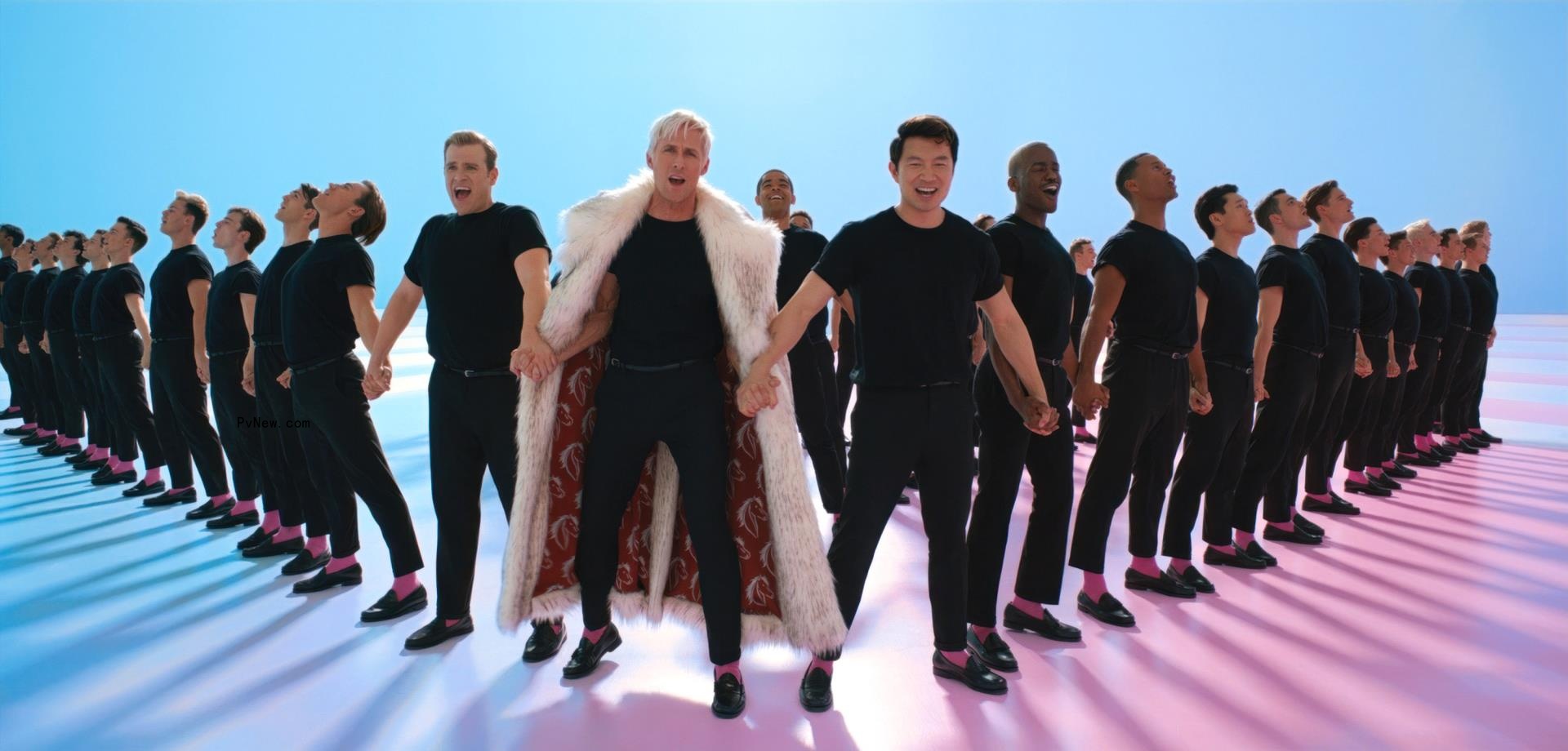 Scott Evans, Ryan Gosling, Simu Liu in