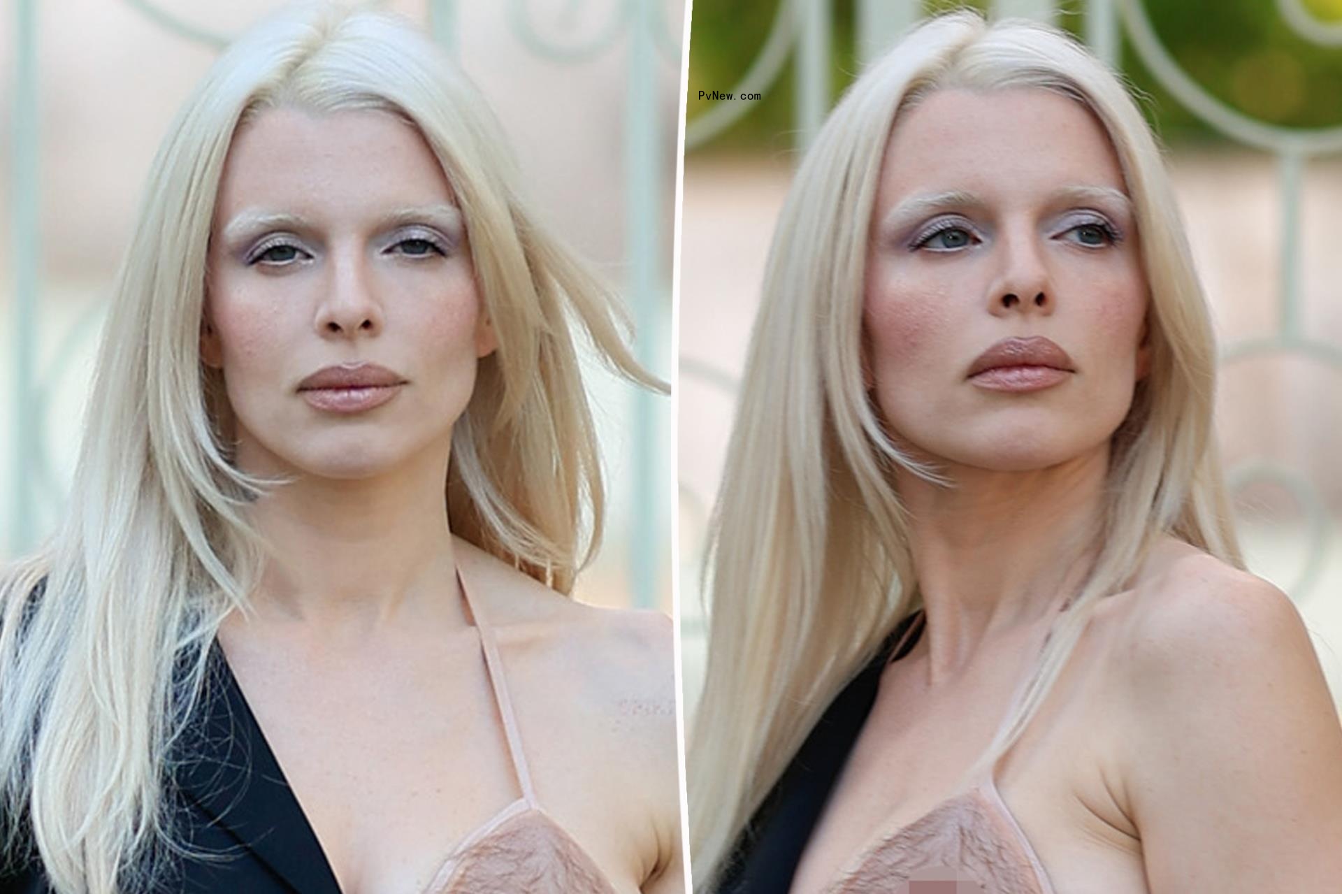 Julia Fox sends shocking message in hair-covered graphic bikini